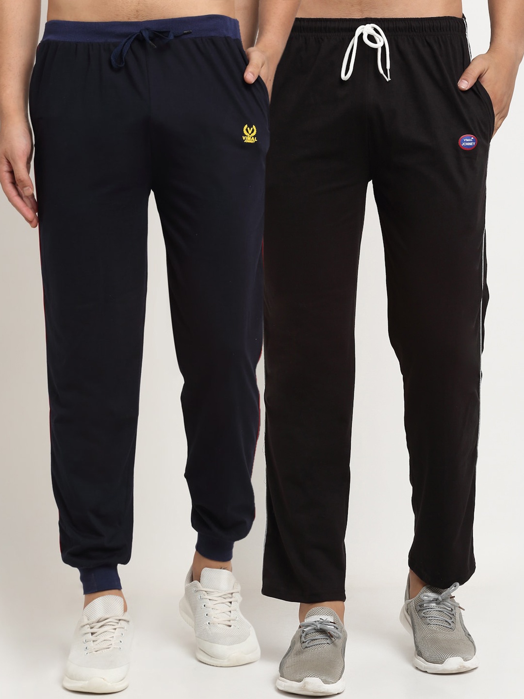 

MACK JONNEY Men Pack of 2 Solid Track Pants, Black