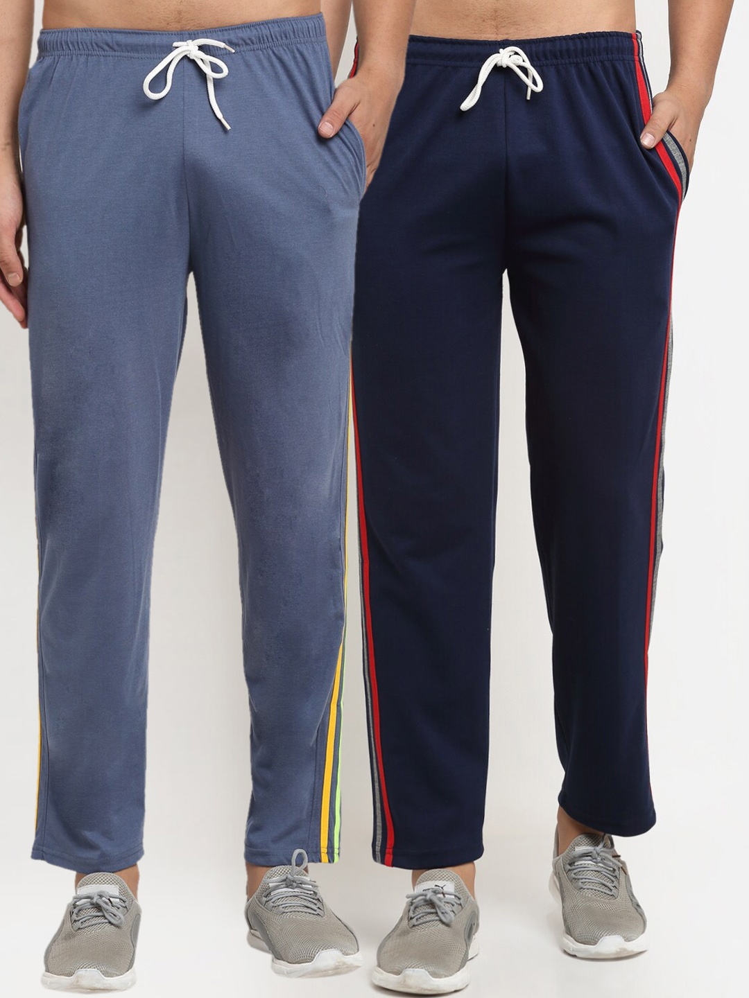 

VIMAL JONNEY Men Pack Of 2 Solid Track Pants, Navy blue