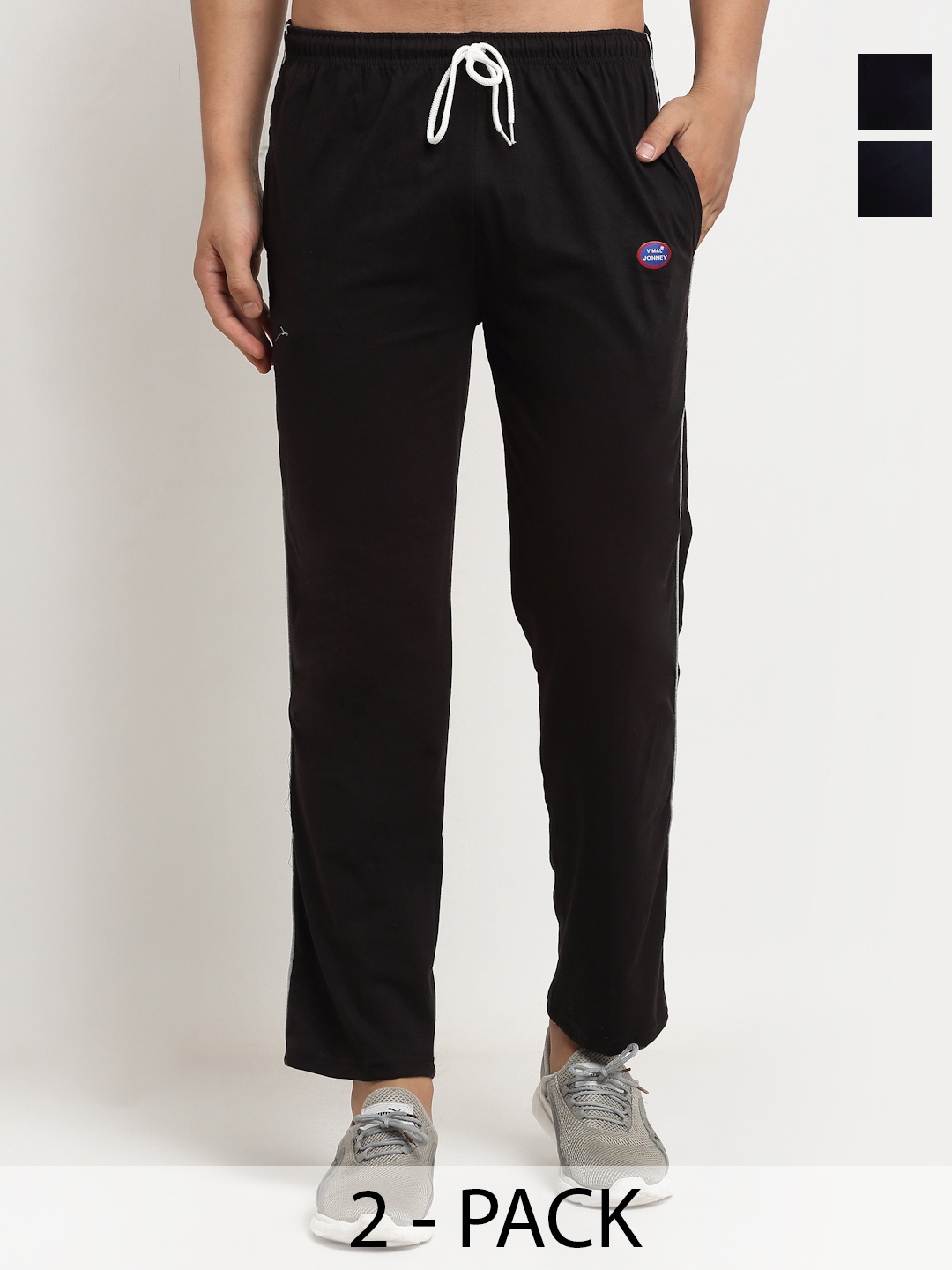 

MACK JONNEY Men Pack Of 2 Solid Regular Fit Track Pants, Black