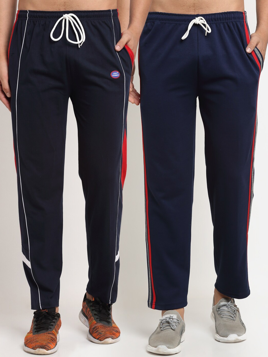 

VIMAL JONNEY Men Pack of 2 Navy Blue Solid Regular Fit Track Pants