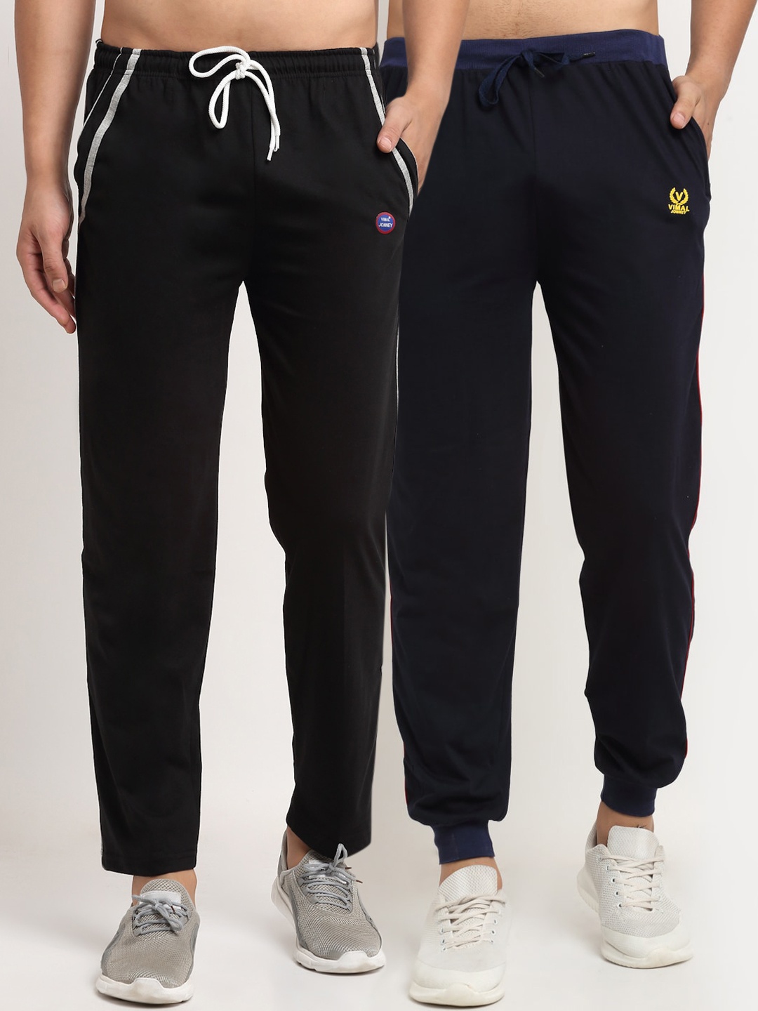 

MACK JONNEY Men Pack Of 2 Black Solid Track Pants
