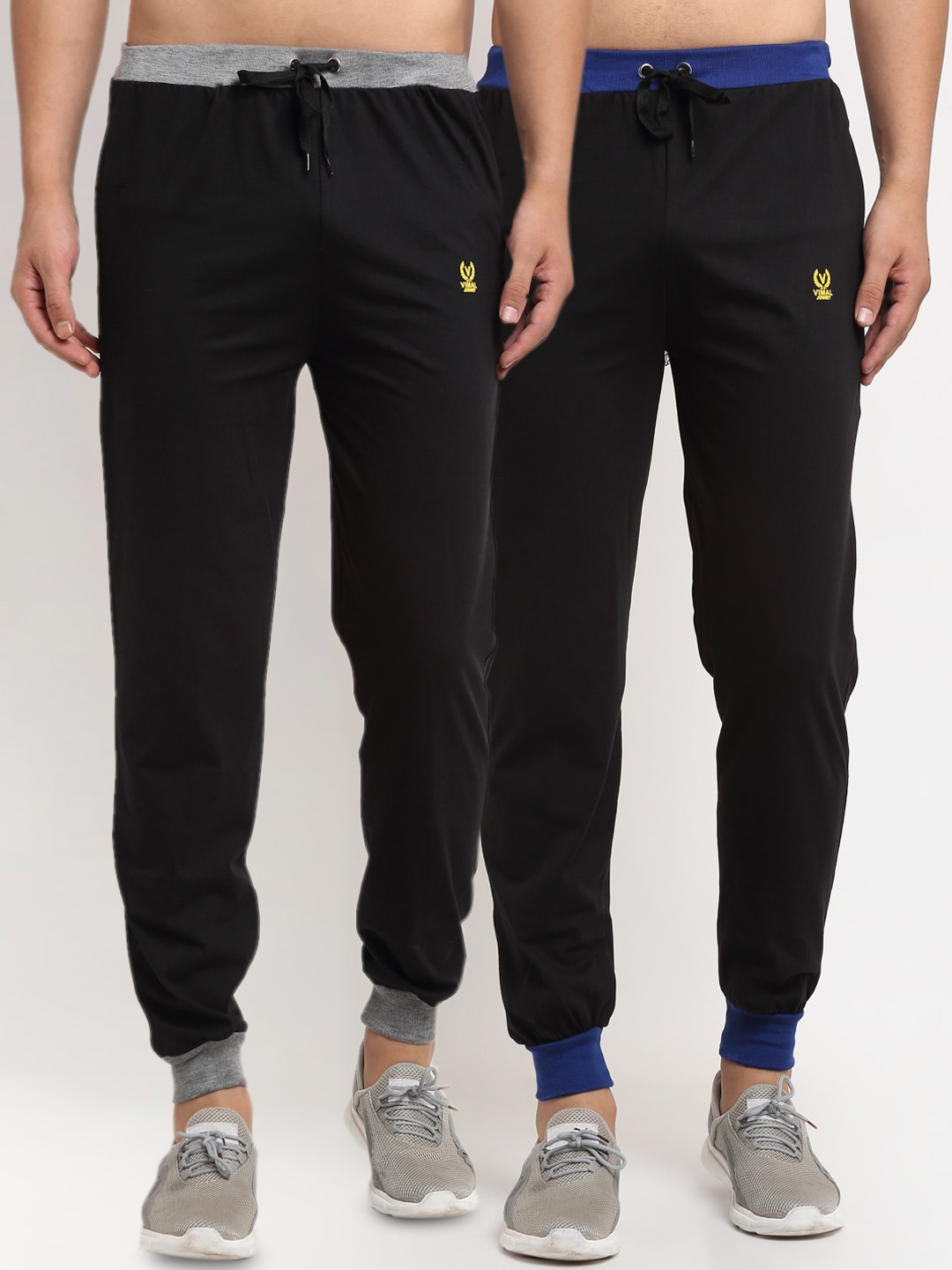 

VIMAL JONNEY Men Pack of 2 Black Solid Regular-Fit Joggers