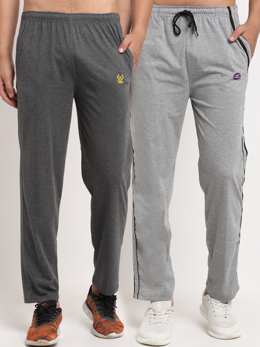 

MACK JONNEY Men Pack Of 2 Grey Solid Track Pants