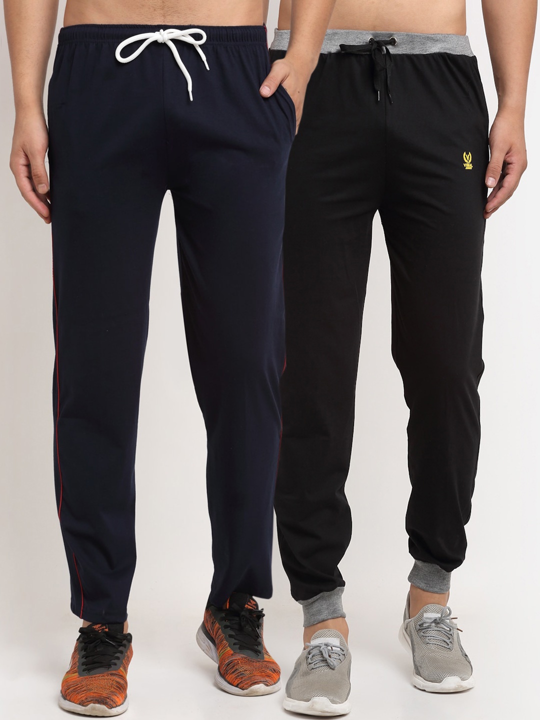 

VIMAL JONNEY Men Pack Of 2 Solid Joggers, Navy blue