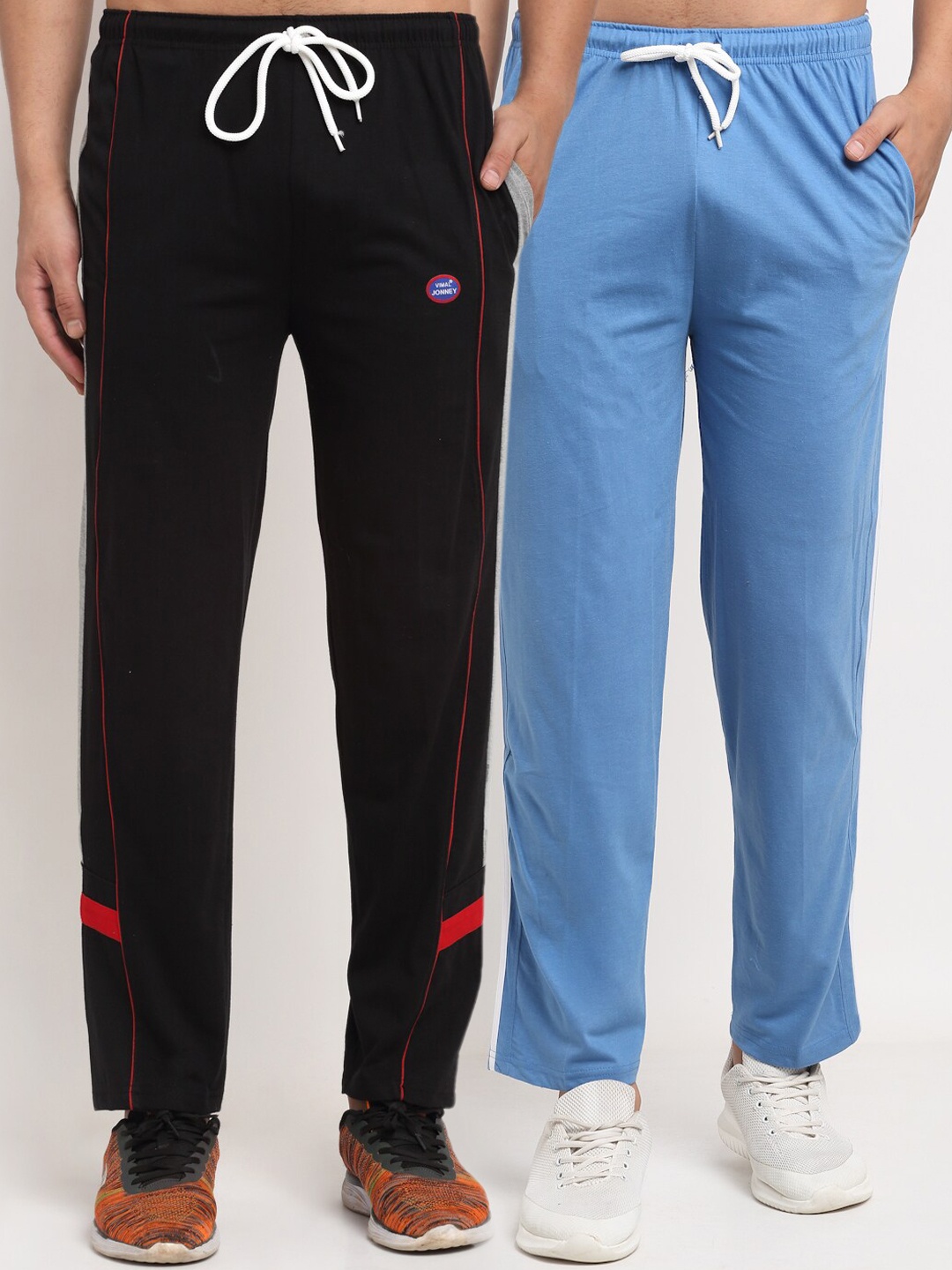 

VIMAL JONNEY Men Pack Of 2 Blue & Black Solid Track Pants