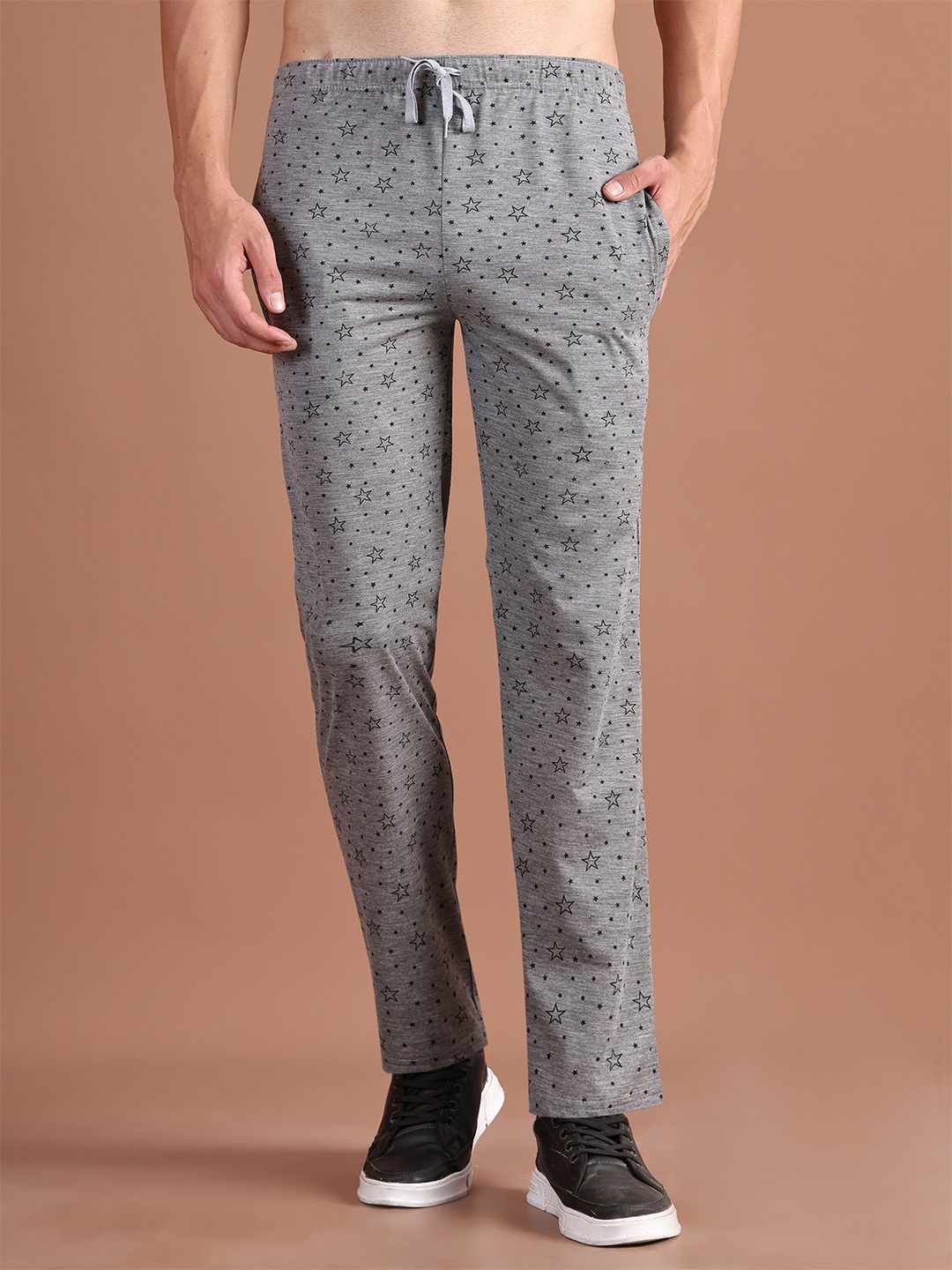 

MACK JONNEY Men Grey Printed Regular Fit Track Pants