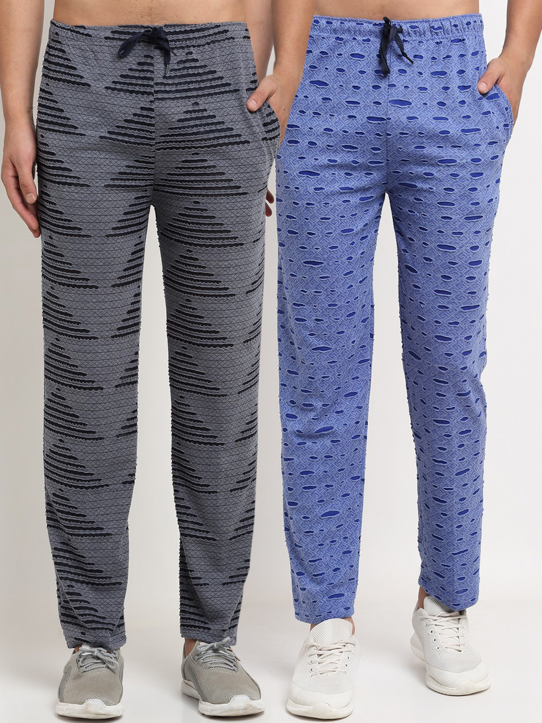 

VIMAL JONNEY Men Pack Of 2 Printed Track Pants, Navy blue