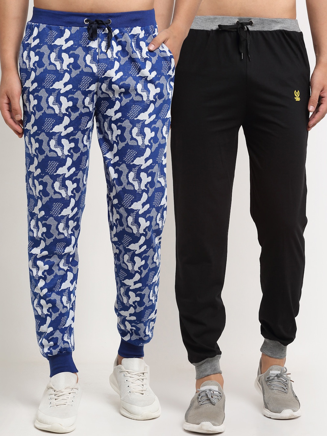 

VIMAL JONNEY Men Blue & Black Printed Pack Of 2 Regular Fit Joggers