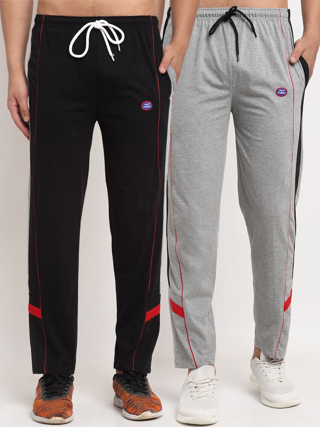 

MACK JONNEY Men Pack Of 2 Black & Grey Track Pants