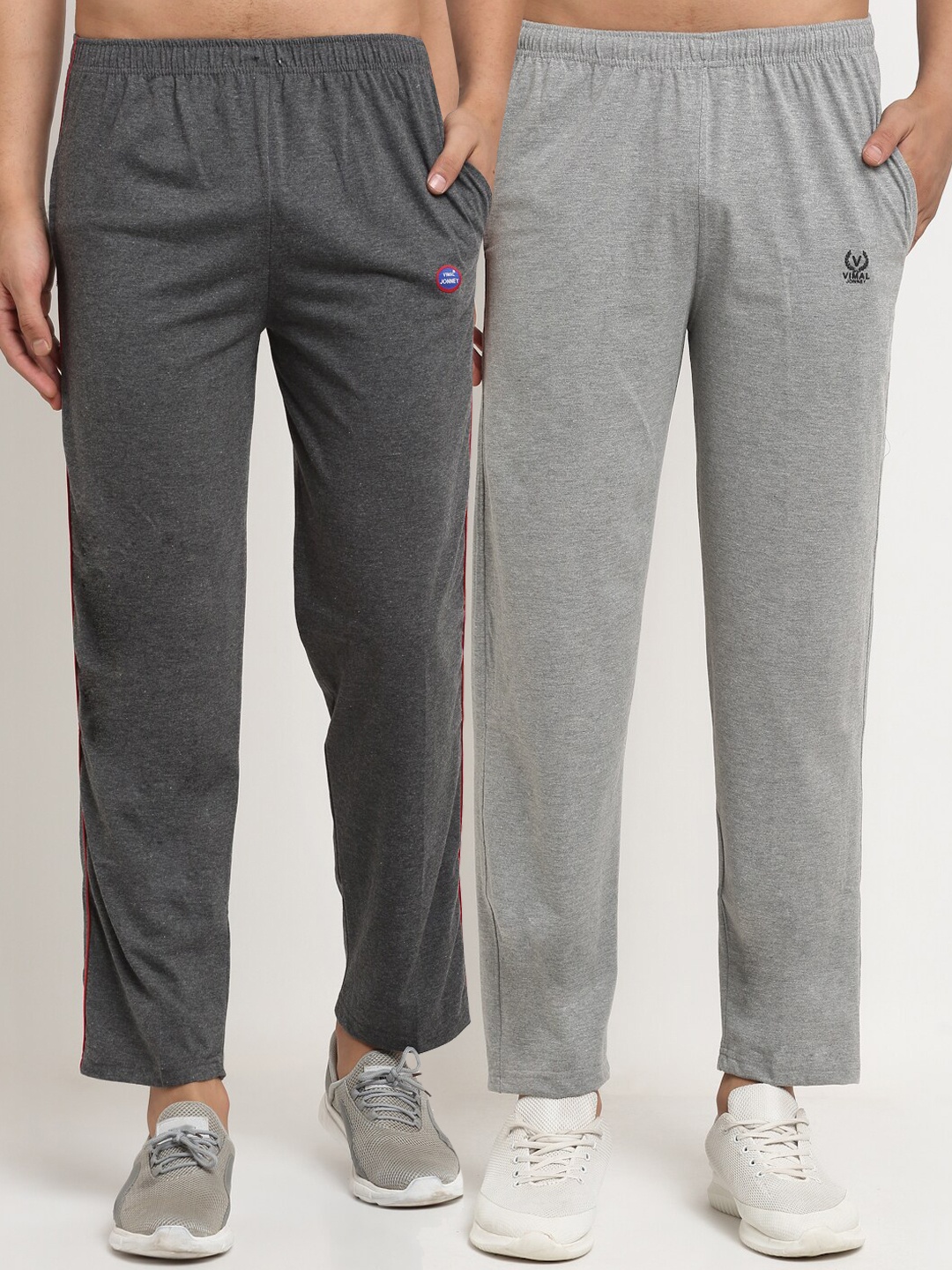 

VIMAL JONNEY Men Grey Pack Of 2 Solid Track Pants