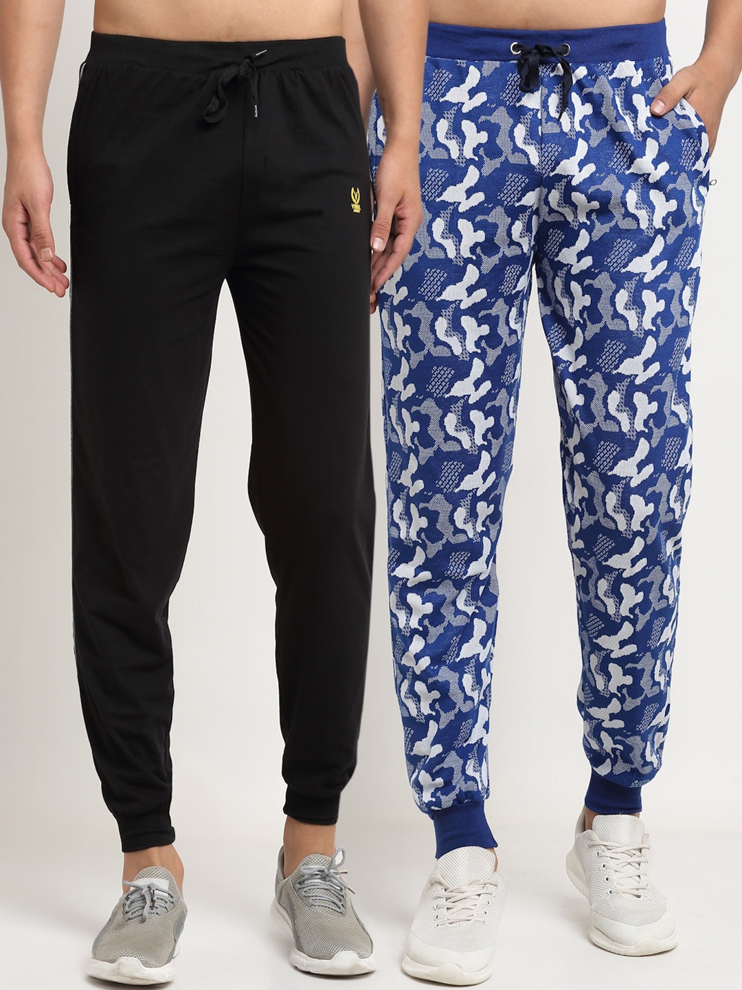 

VIMAL JONNEY Men Pack Of 2 Black & Blue Joggers