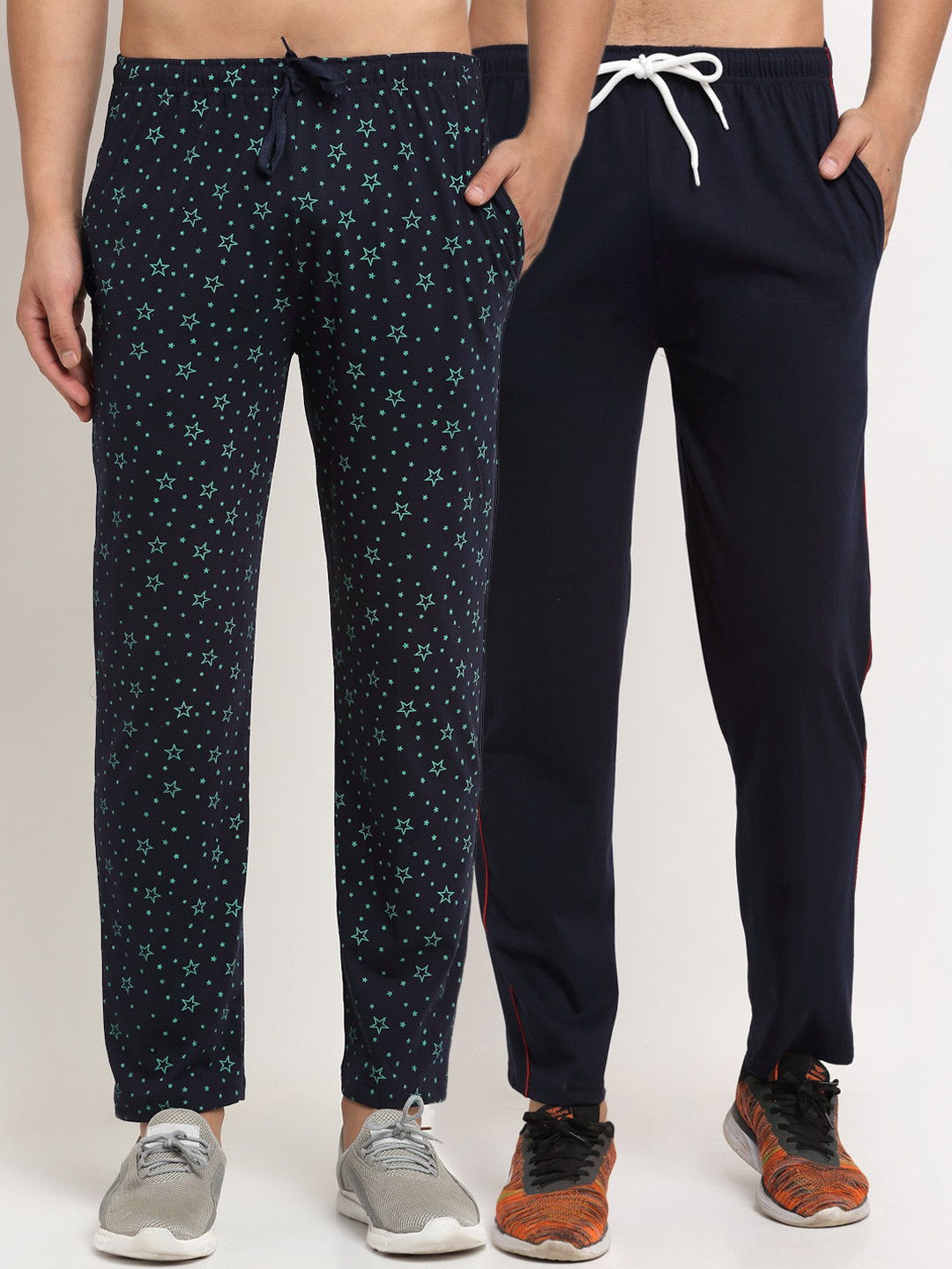 

MACK JONNEY Men Navy Blue & Black Pack Of 2 Track Pants