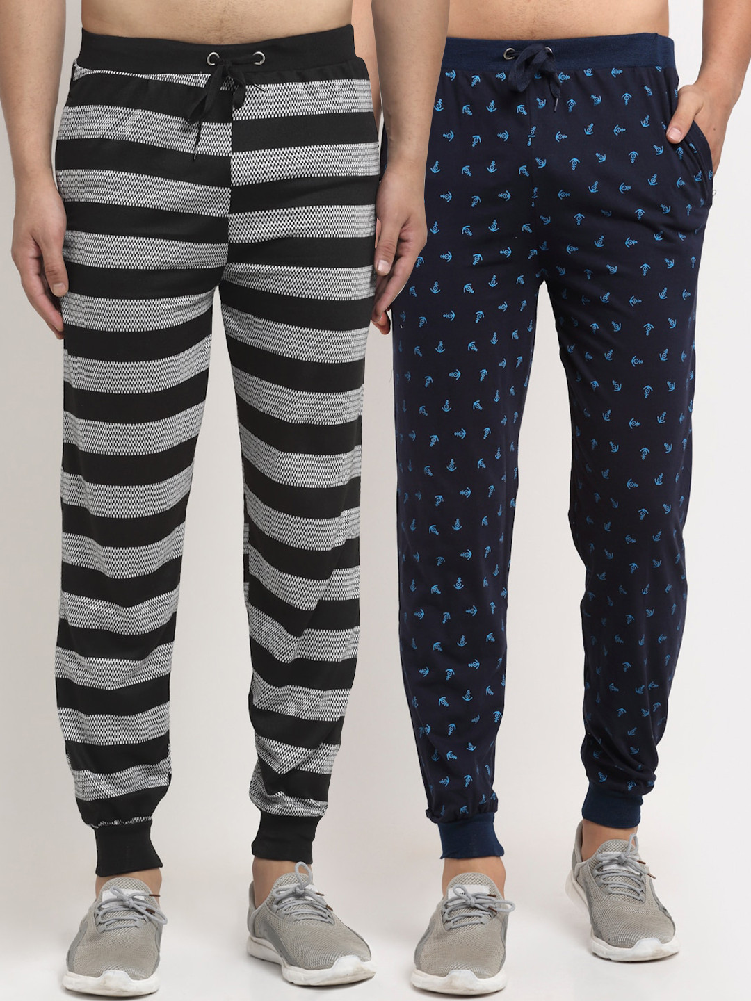 

VIMAL JONNEY Men Pack Of 2 Printed Joggers, Navy blue