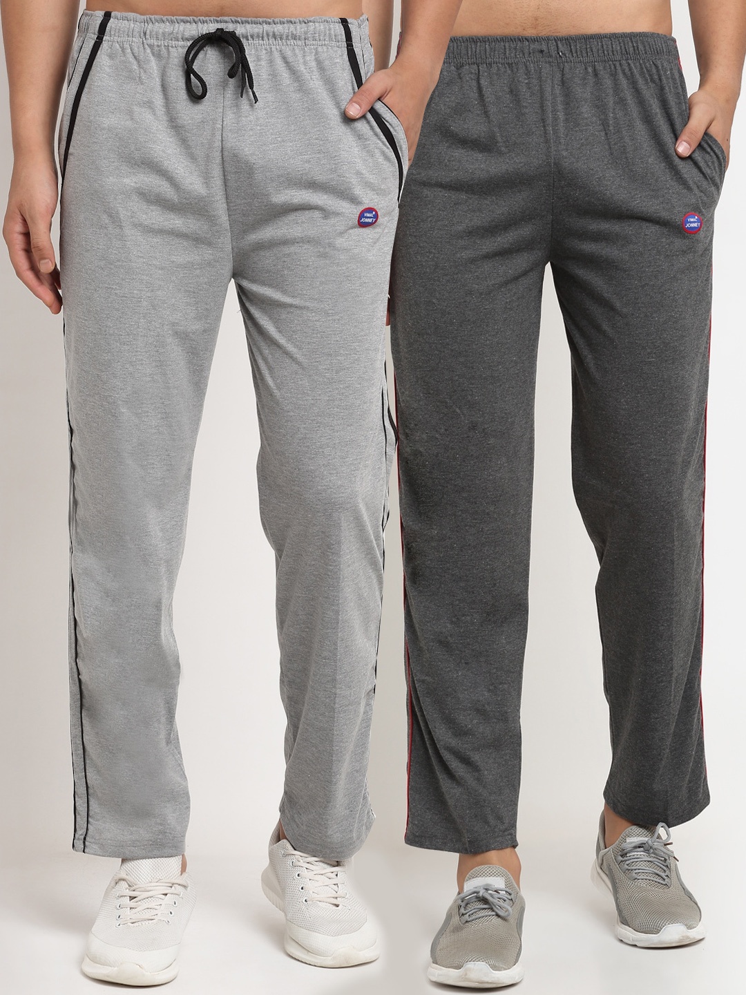 

MACK JONNEY Men Grey & Charcoal Grey Pack of 2 Solid Regular Fit Track Pants