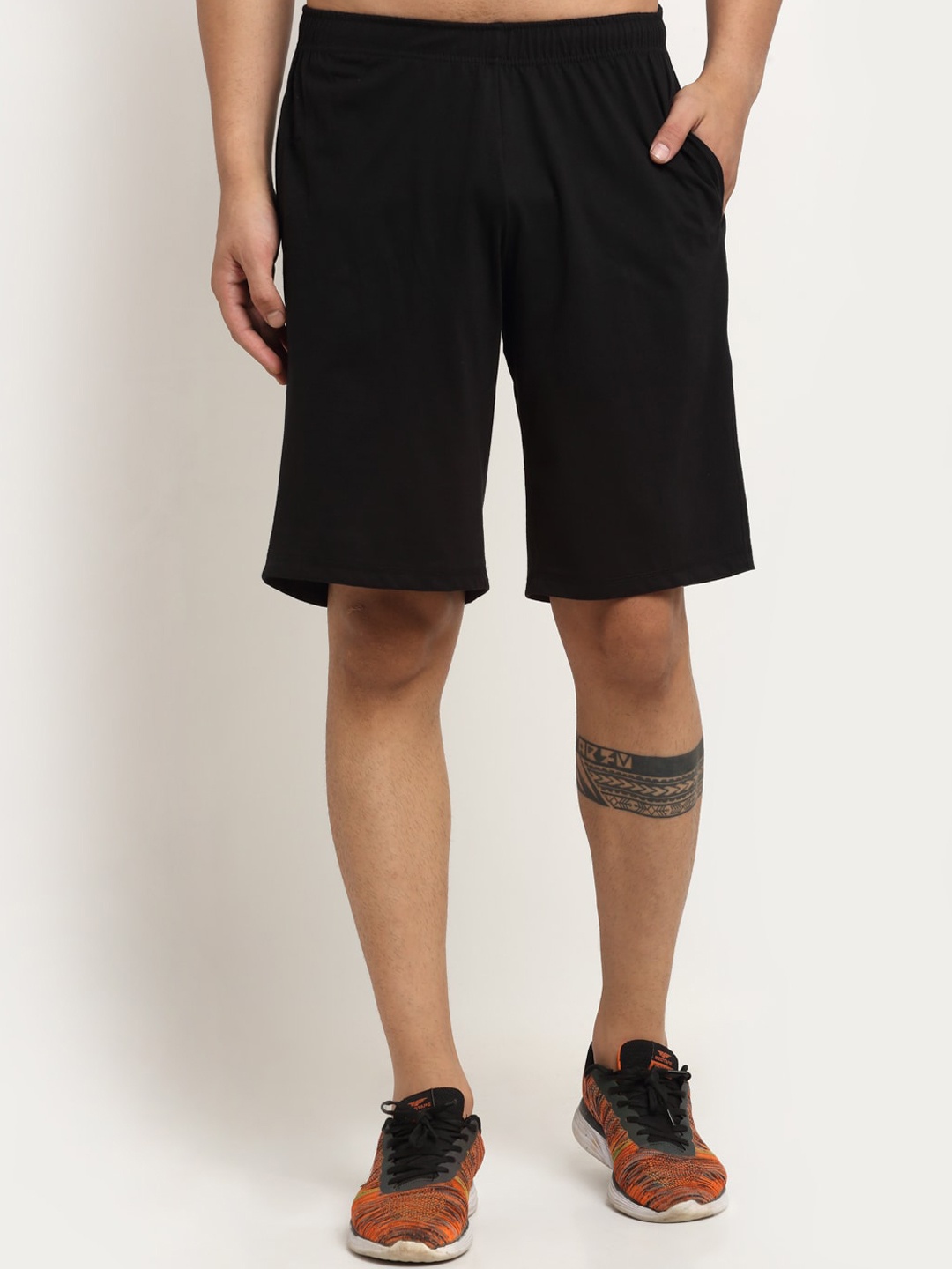 

MACK JONNEY Men Black Solid Regular Fit Outdoor Sports Shorts