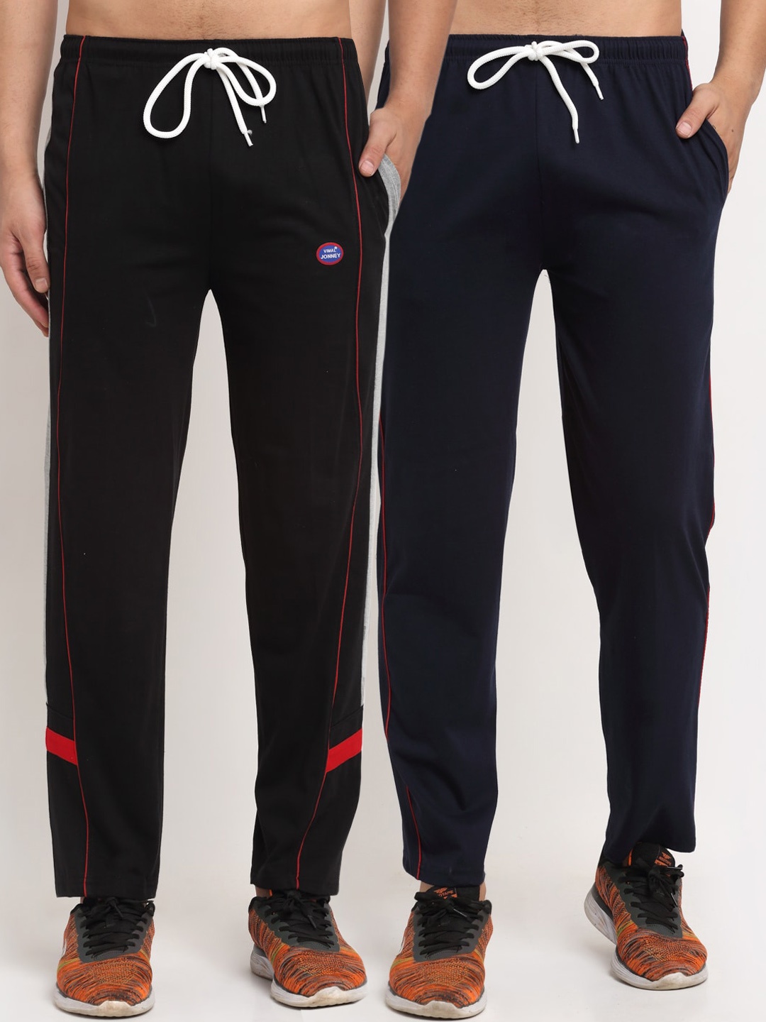 

MACK JONNEY Men Navy Blue & Black Pack Of 2 Solid Track Pants