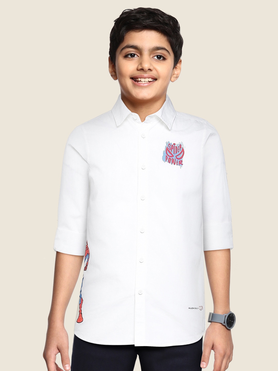 

Allen Solly Junior Boys White Printed Pure Cotton Casual Shirt