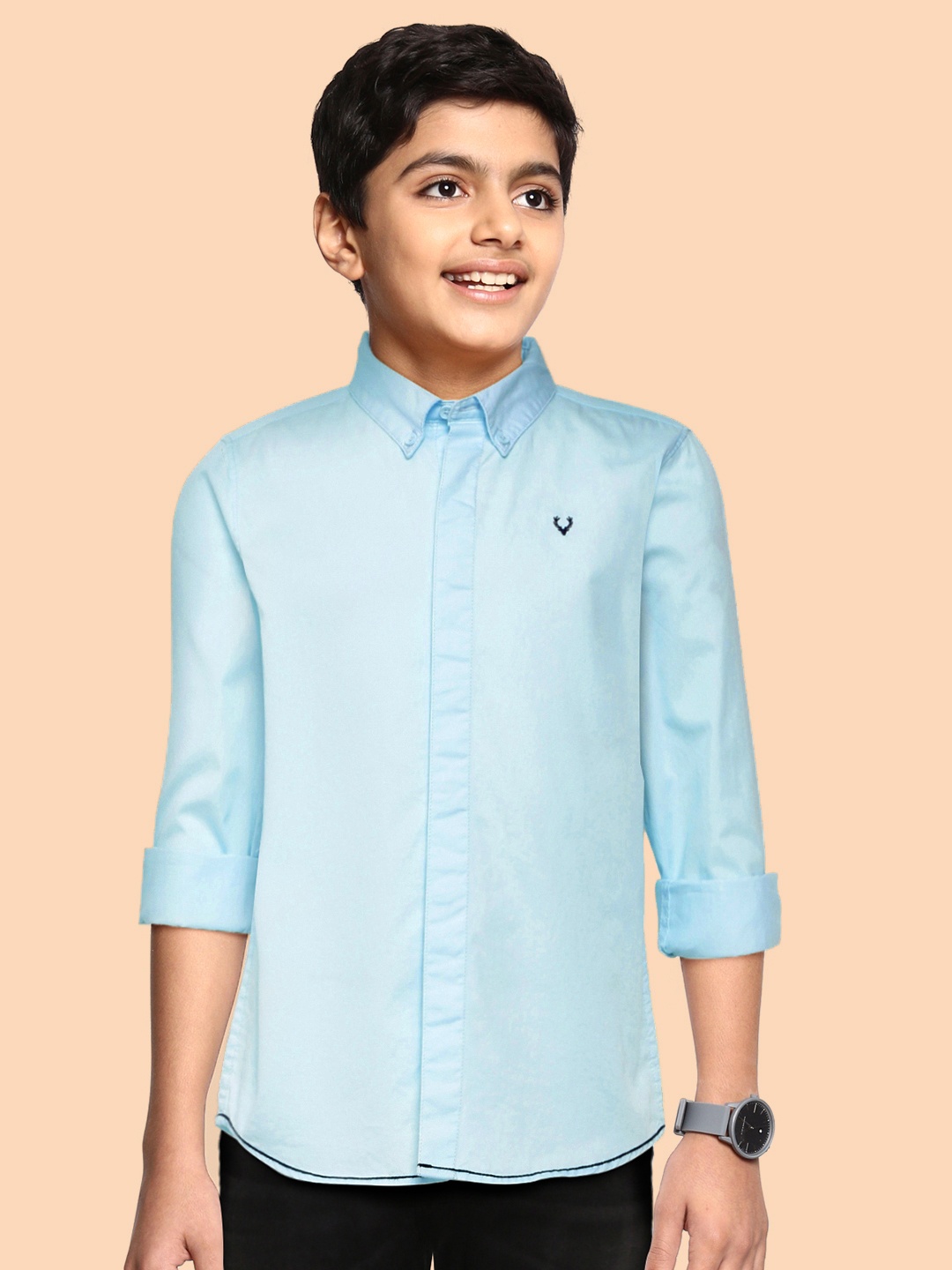 

Allen Solly Junior Boys Blue Sport Regular Fit Solid Opaque Pure Cotton Casual Shirt