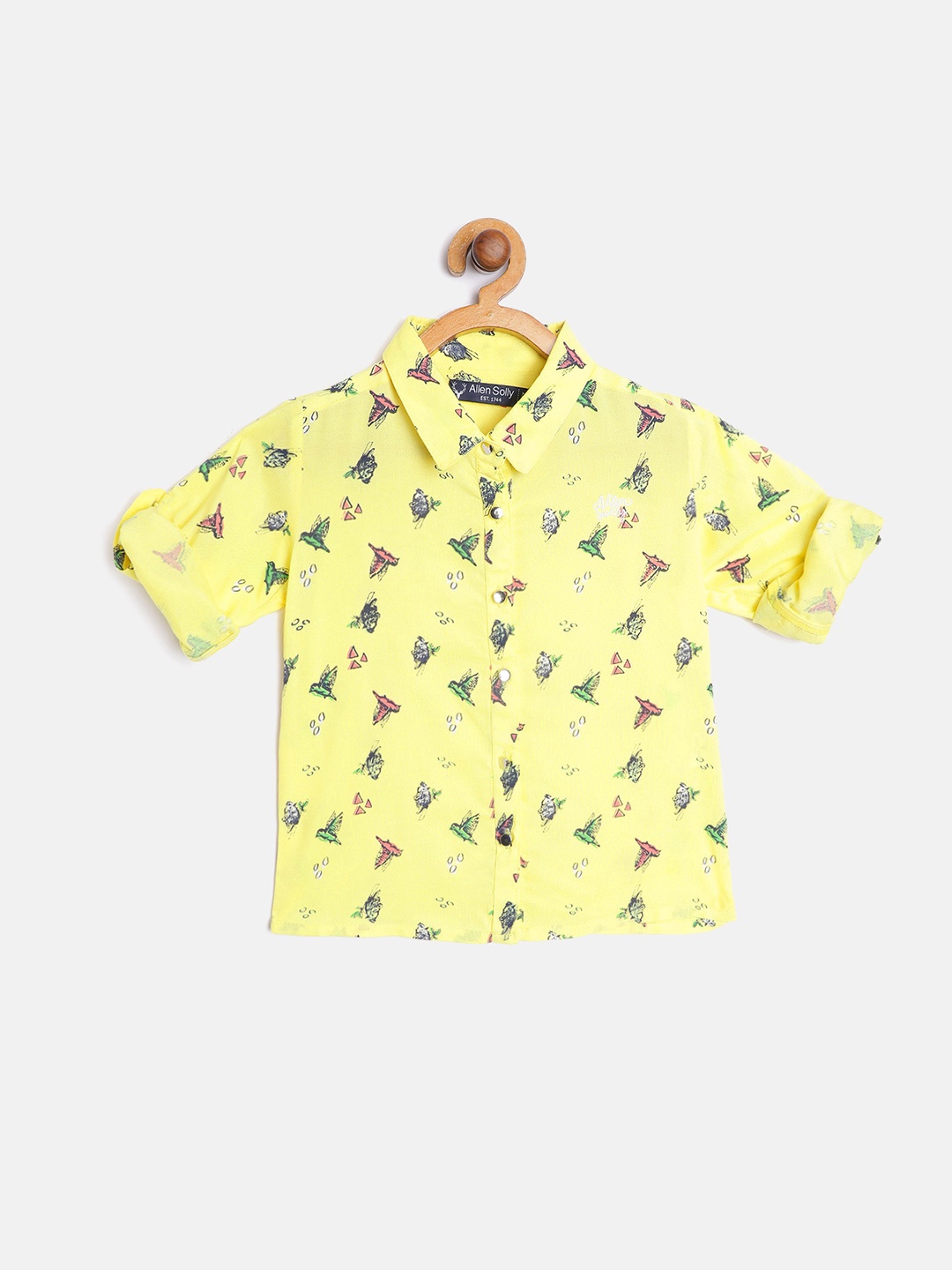 

Allen Solly Junior Girls Yellow & Green Conversation Bird Print Casual Shirt