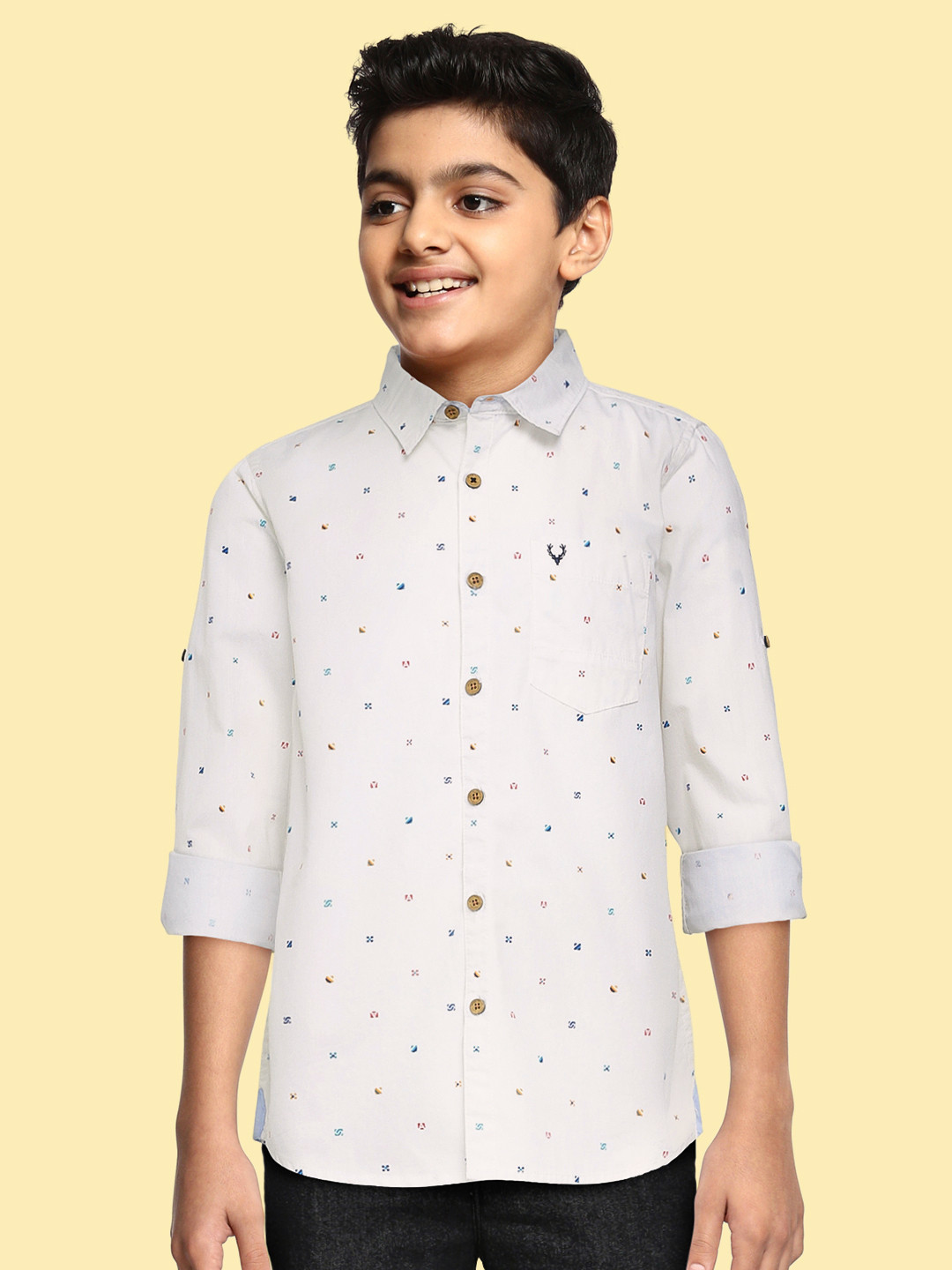 

Allen Solly Junior Boys White Printed Pure Cotton Casual Shirt