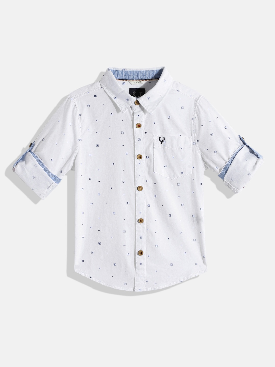 

Allen Solly Junior Boys White Printed Pure Cotton Casual Shirt