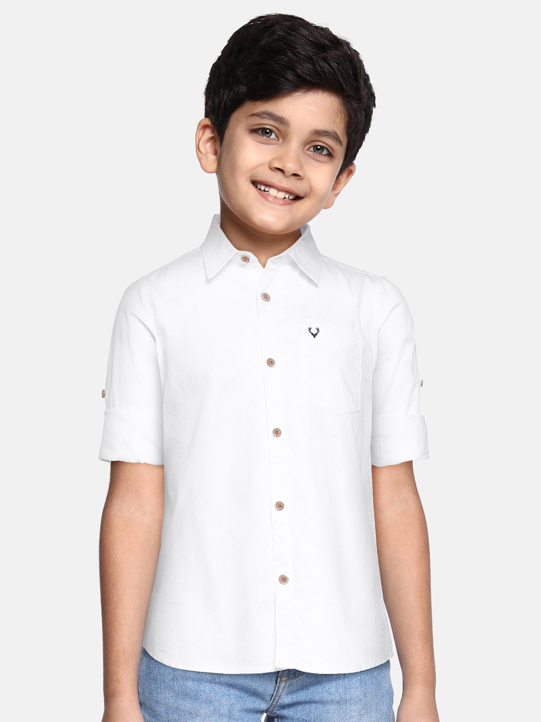 

Allen Solly Junior Boys White Solid Pure Cotton Casual Shirt