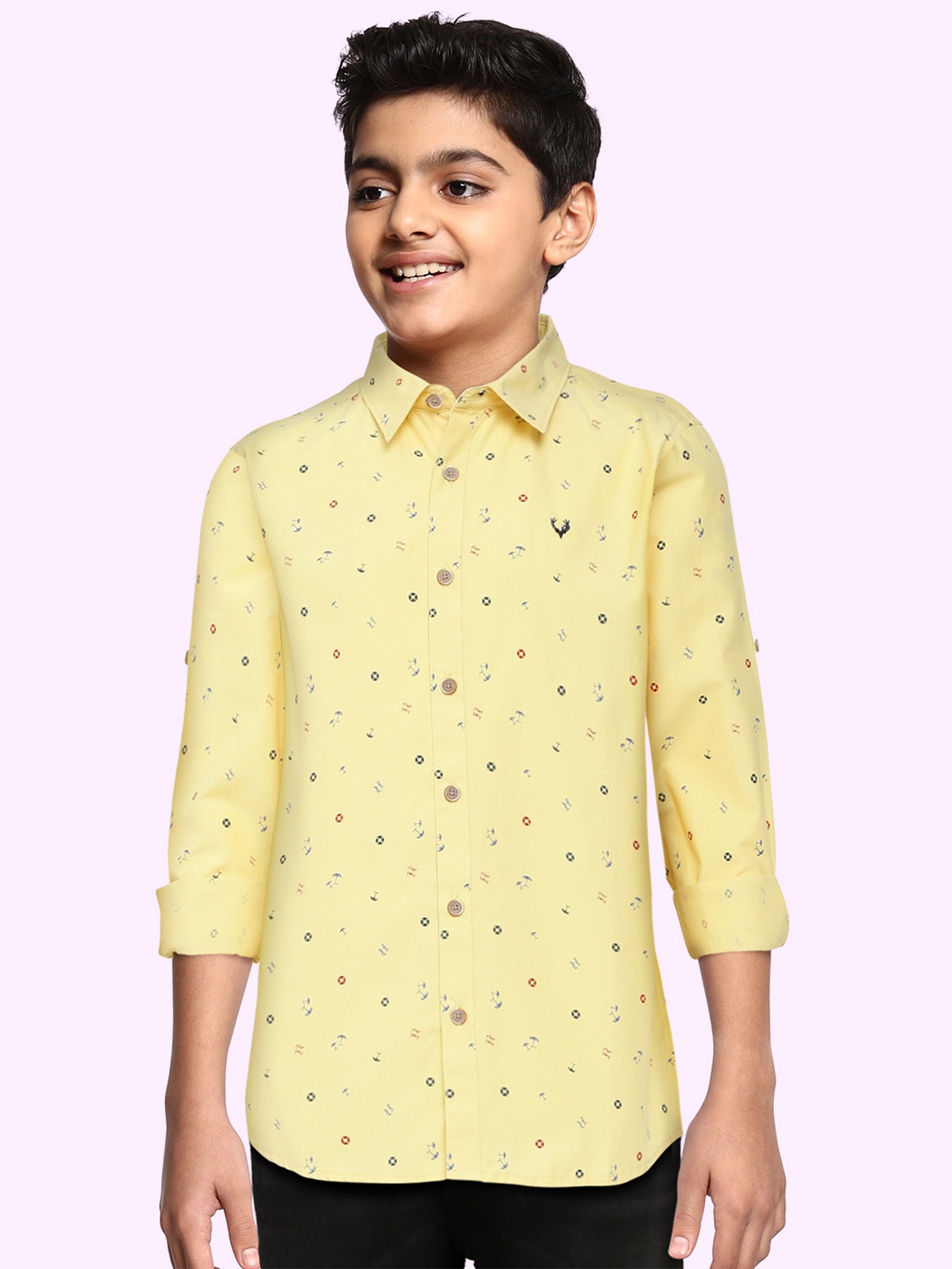 

Allen Solly Junior Boys Yellow Sport Regular Fit Conversational Print Casual Shirt