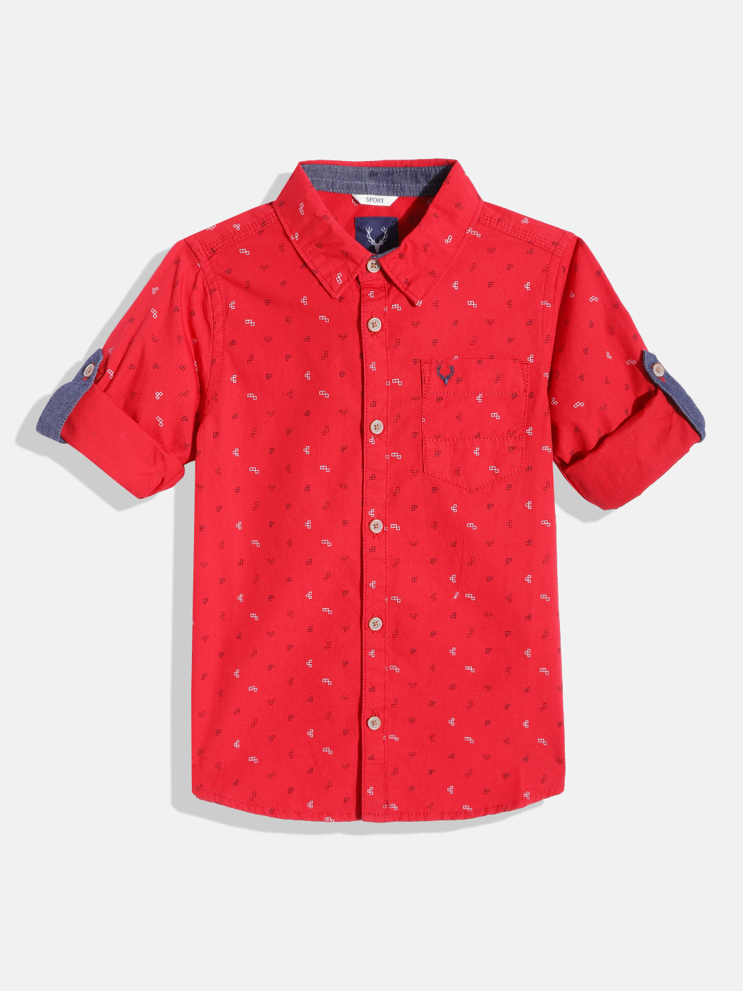 

Allen Solly Junior Boys Red & Navy Blue Printed Cotton Casual Shirt