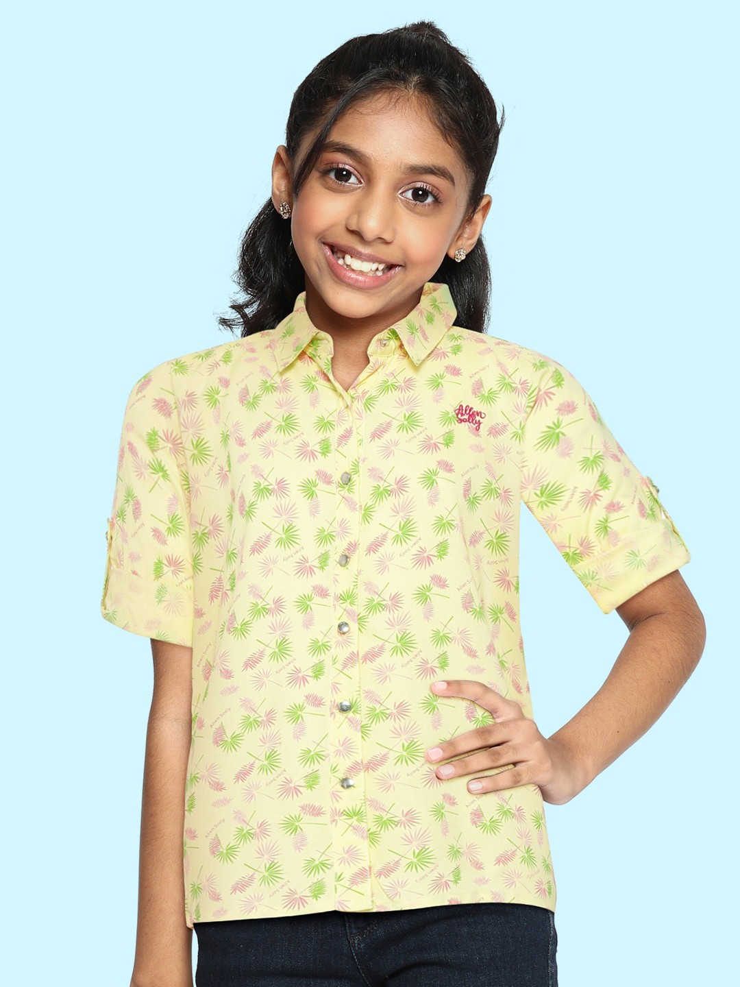 

Allen Solly Junior Girls Yellow & Pink Floral Print Casual Shirt