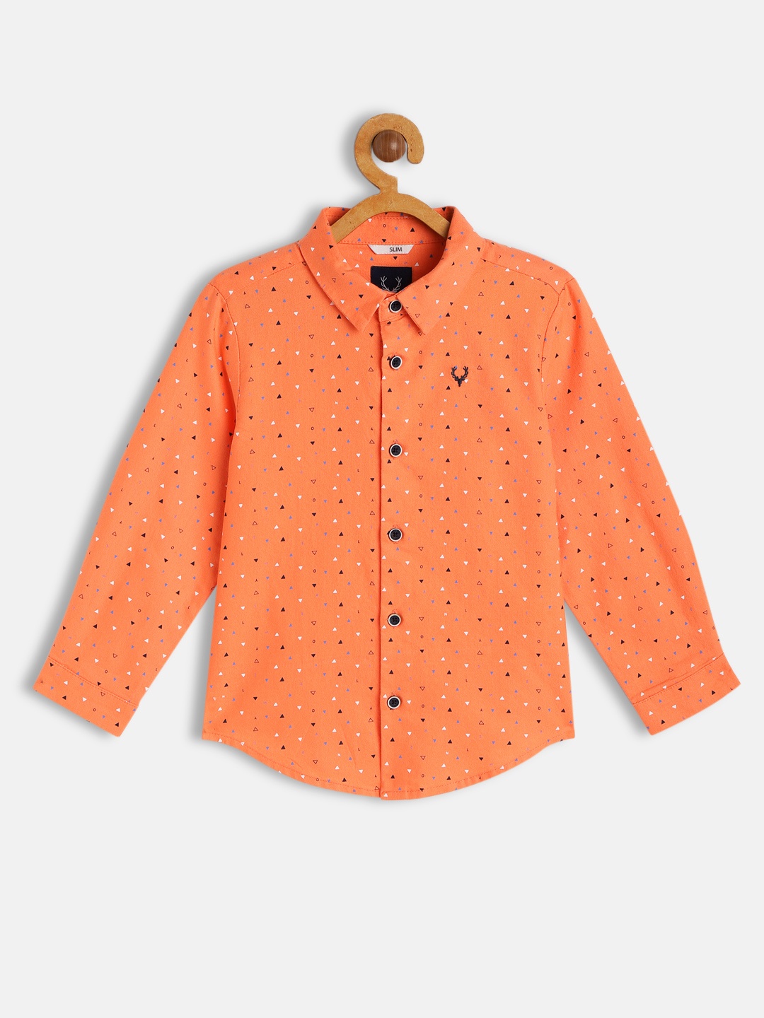 

Allen Solly Junior Boys Orange Slim Fit Printed Pure Cotton Casual Shirt