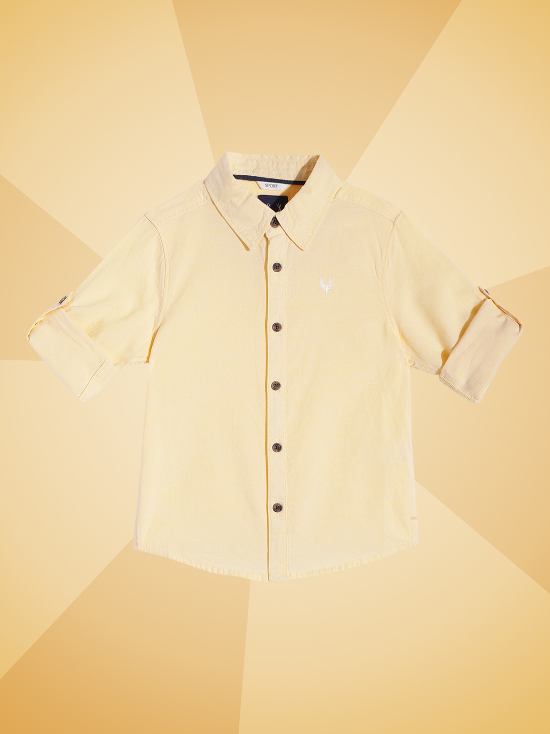 

Allen Solly Junior Boys Yellow Solid Pure Cotton Casual Shirt