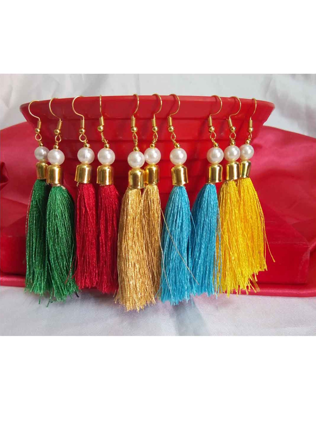 

RICH AND FAMOUS Multicoloured Contemporary Small Tassel Drop Earrings, Multi