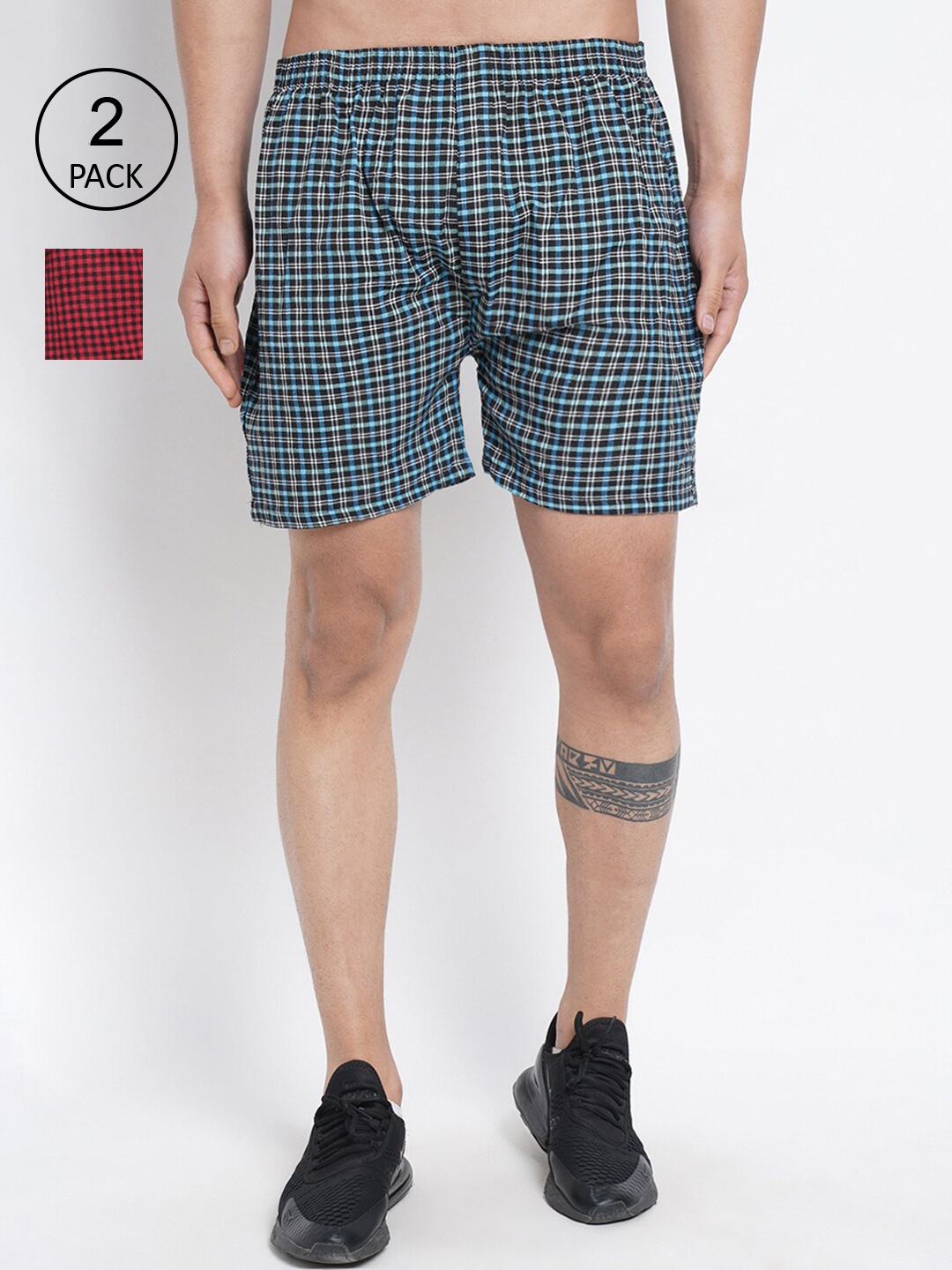 

Purple State Men Pack Of 2 Maroon & Blue Cotton Boxers
