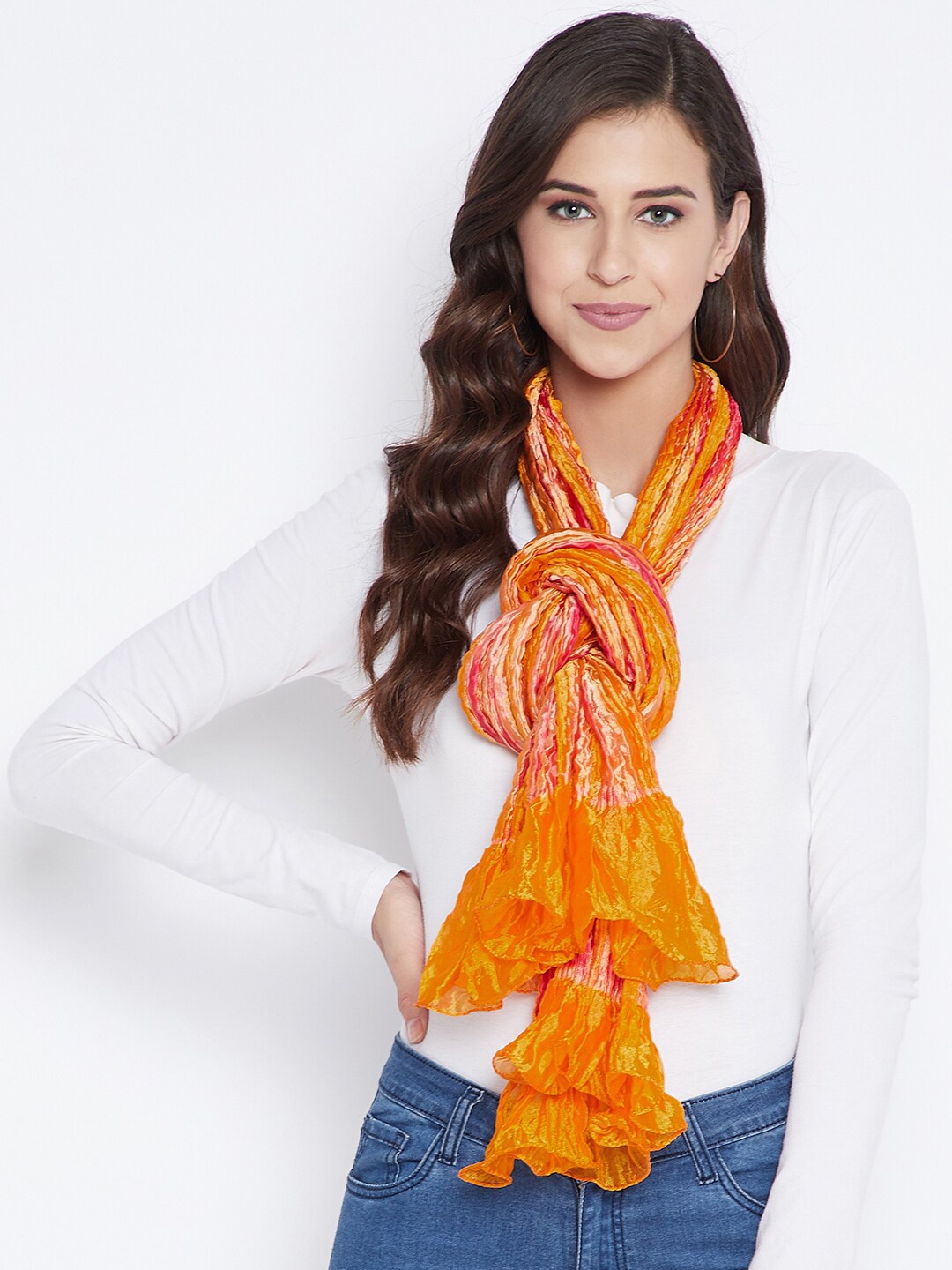 

Clora Creation Mustard & Pink Dyed Crinkled Dupatta