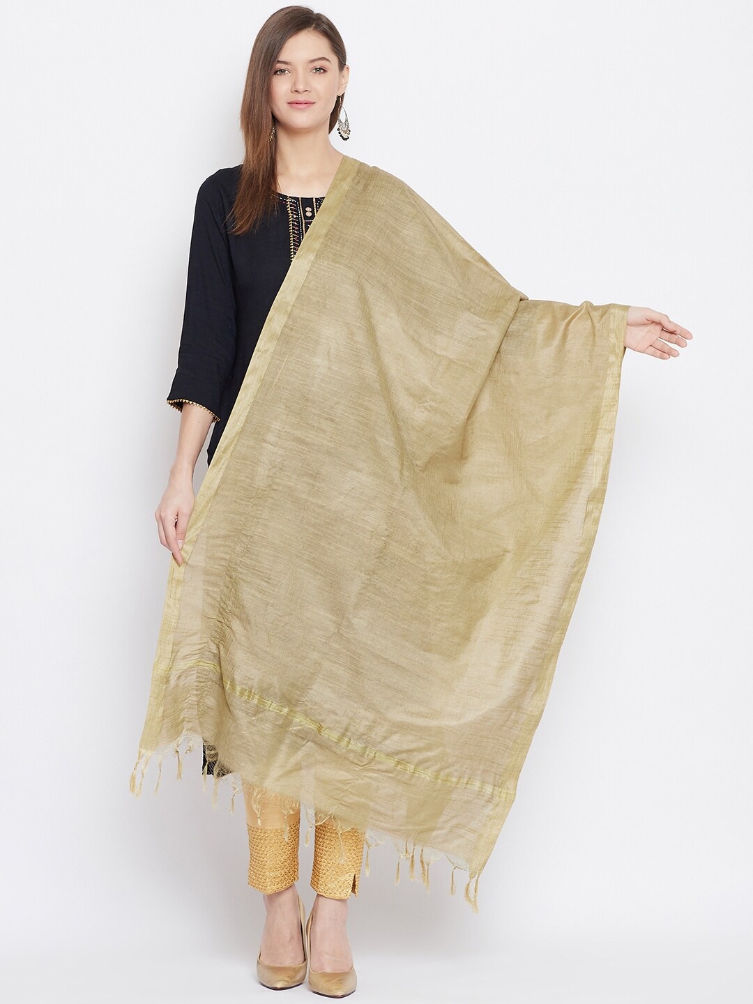 

Clora Creation Beige Tussar Silk Dupatta