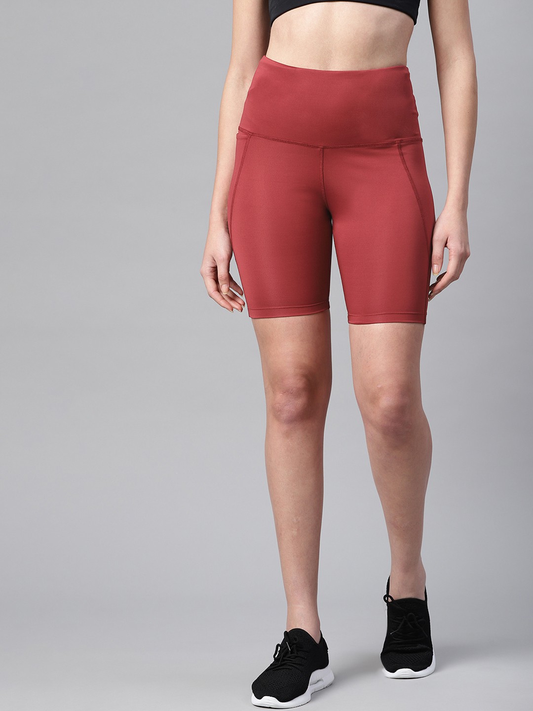 

PICOT Women Rustic Orange Skinny Fit High-Rise Cycling Sports Shorts, Rust
