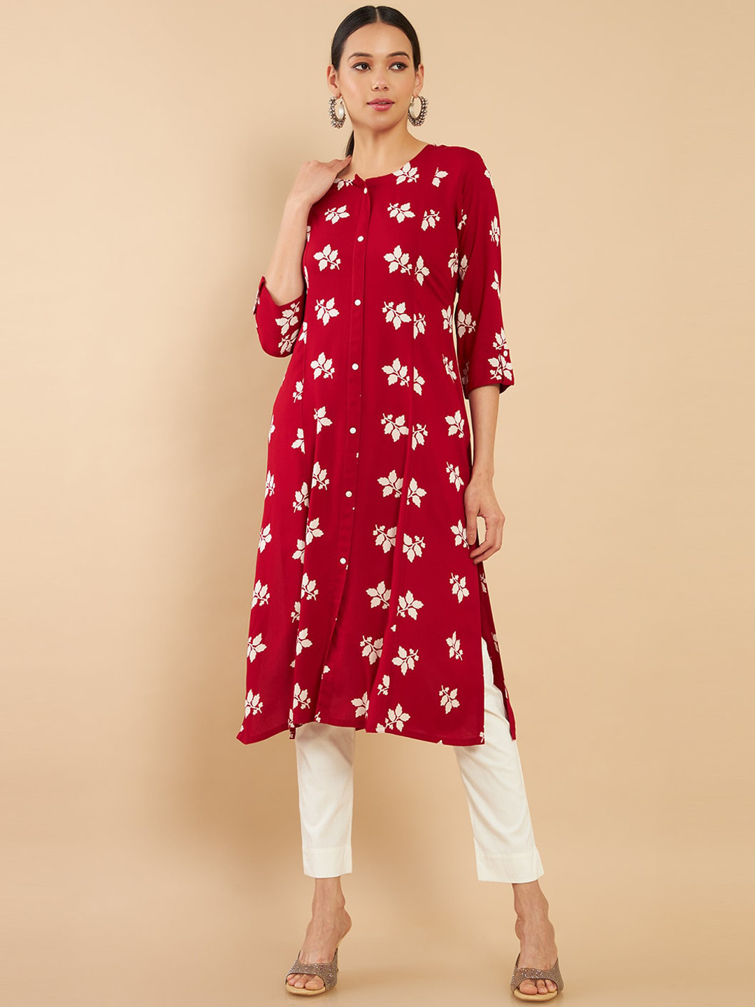 

Soch Women Red Ethnic Motifs Screen Printed Kurta