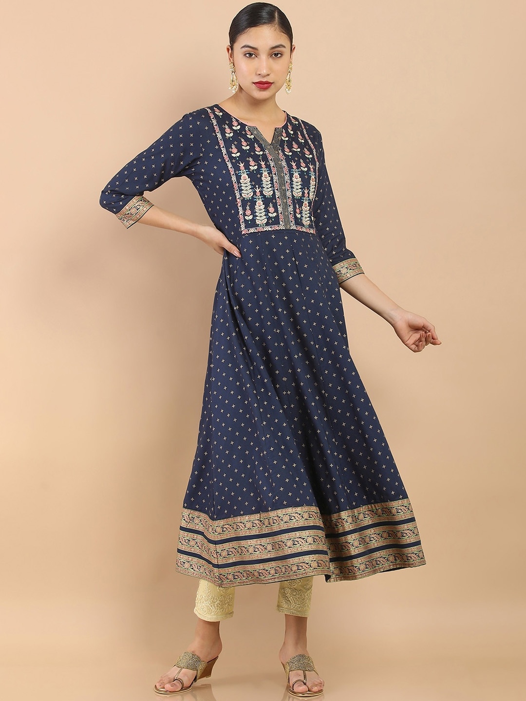 

Soch Women Blue Ethnic Motifs Embroidered Thread Work Flared Fit Anarkali Kurta