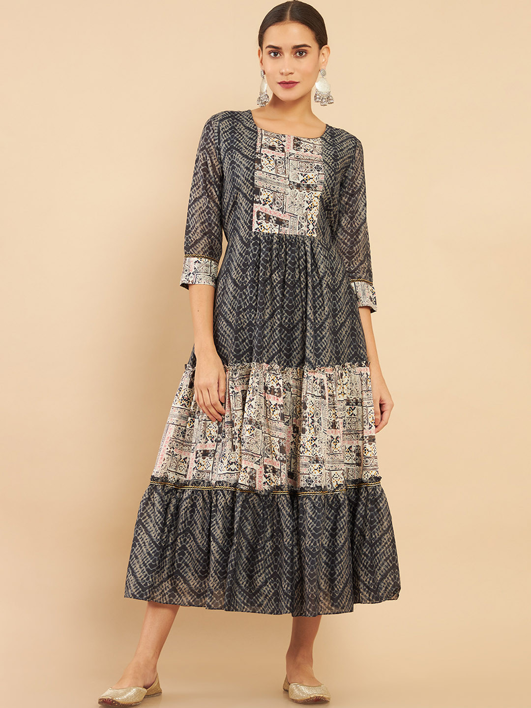 

Soch Women Black Digital Print Anarkali Art Silk Flared Fit Kurta