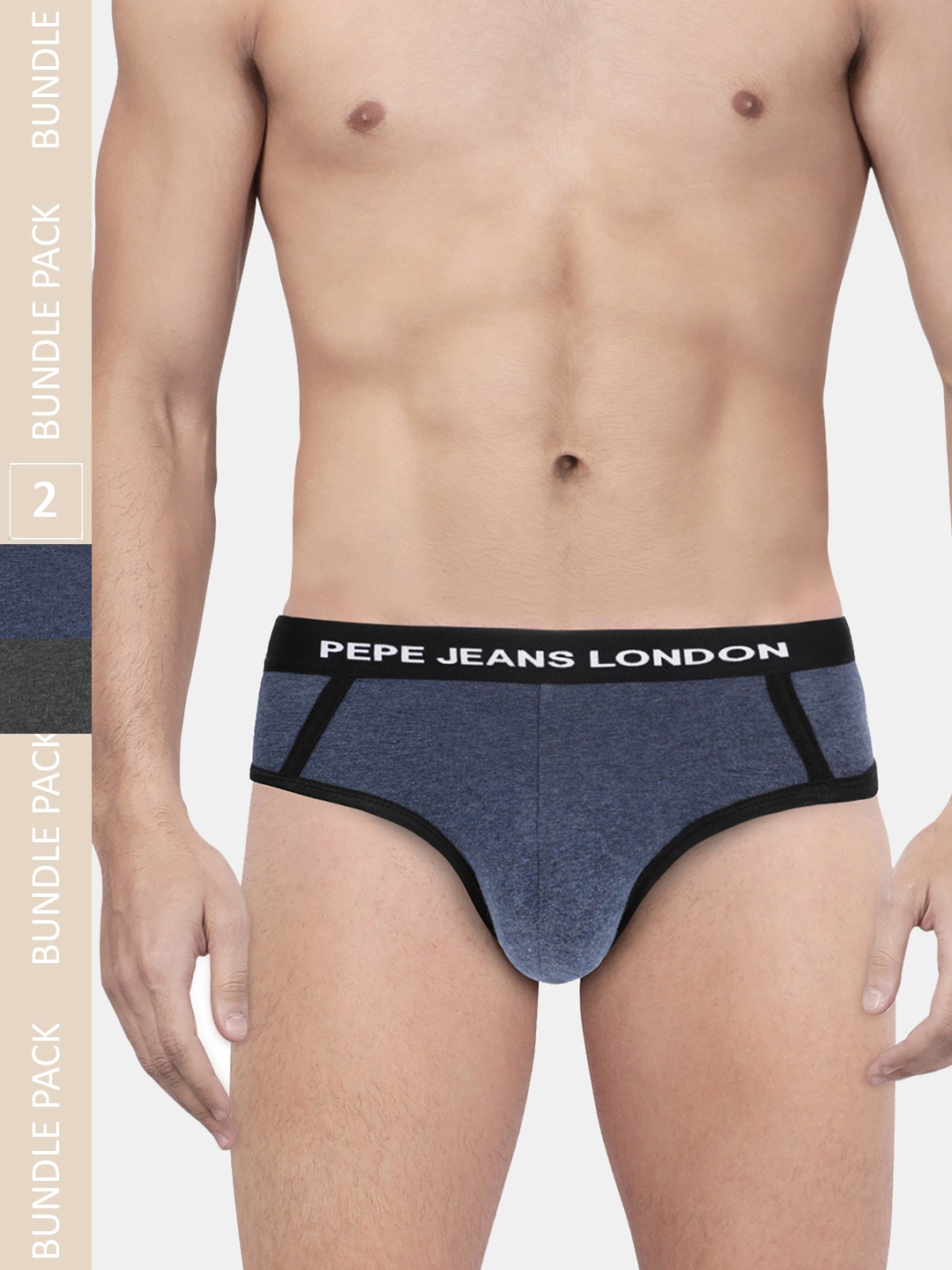 

Pepe Jeans Men Pack Of 2 Solid Basic Briefs, Charcoal