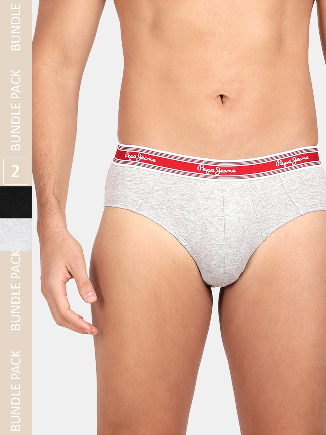 

Pepe Jeans Men Pack Of 2 Low-Rise Basic Briefs, Black