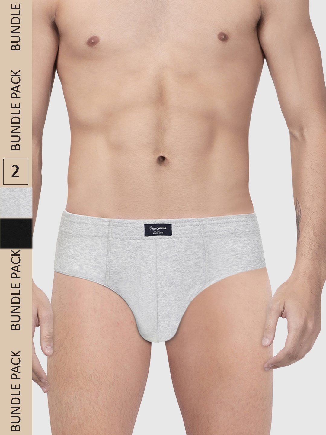 

Pepe Jeans Men Pack Of 2 Solid Basic Briefs, Black