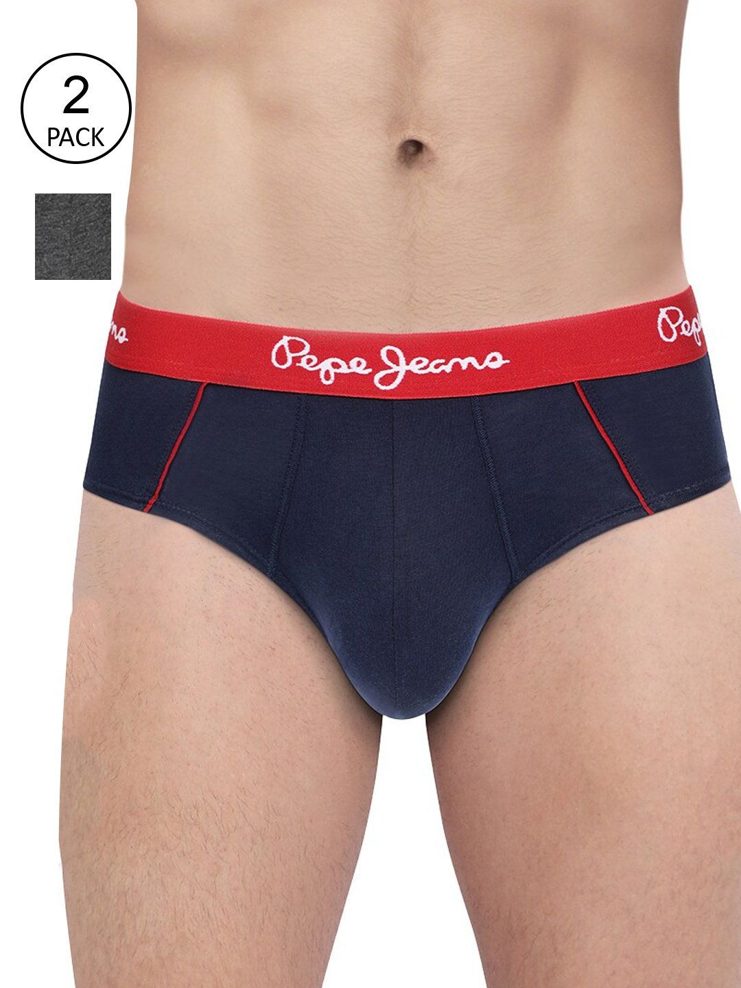 

Pepe Jeans Men Pack Of 2 Low-Rise Basic Briefs, Navy blue
