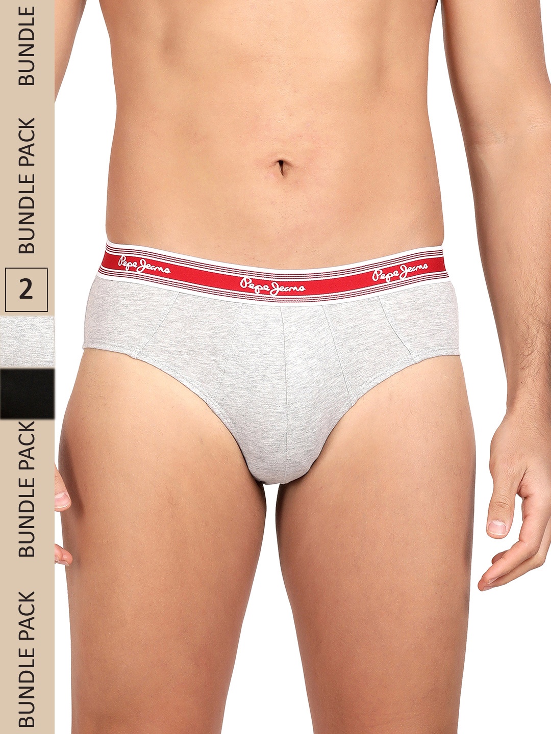 

Pepe Jeans Men Pack Of 2 Low-Rise Basic Briefs, Black