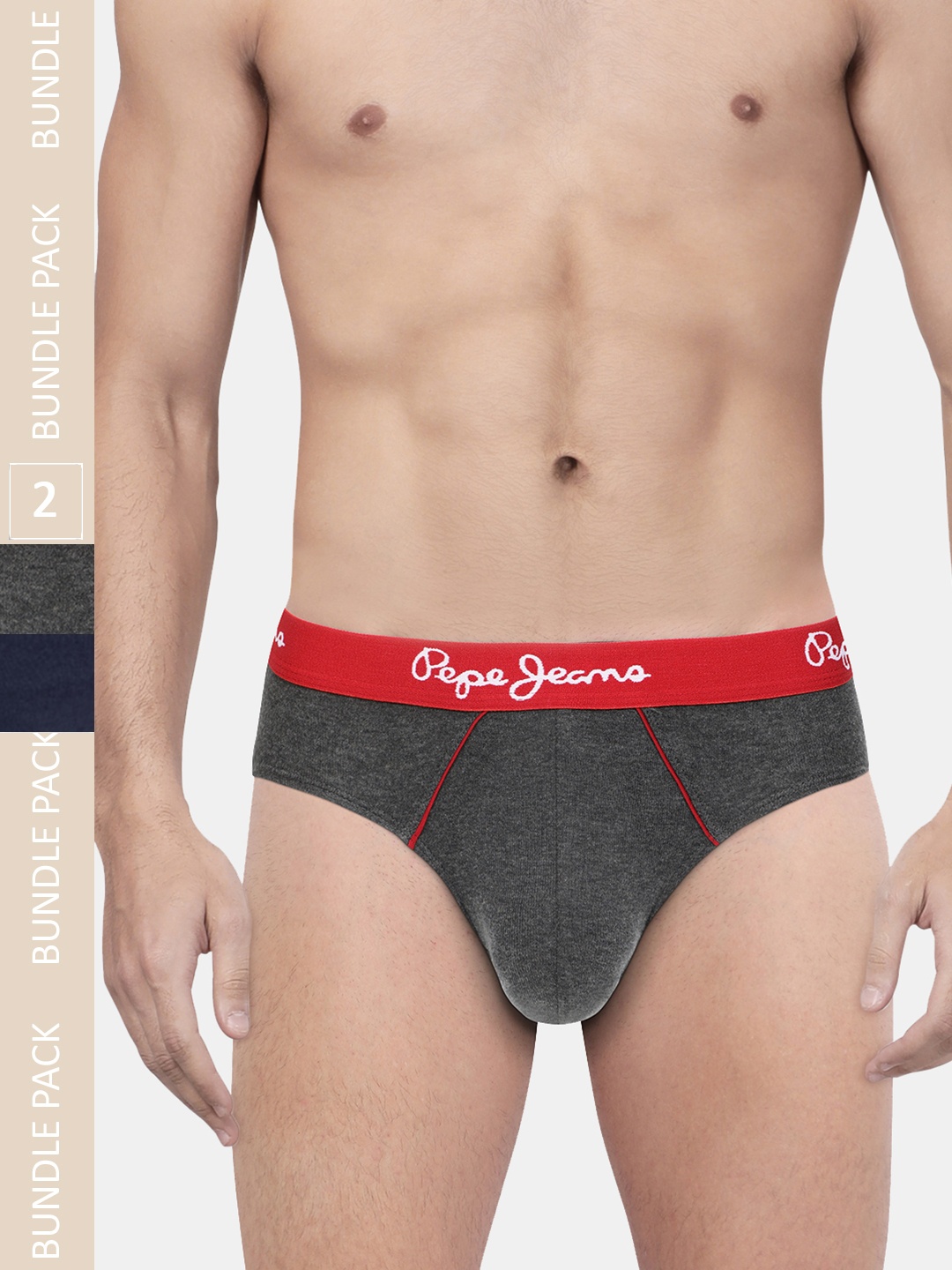 

Pepe Jeans Men Pack Of 2 Low-Rise Basic Briefs, Navy blue