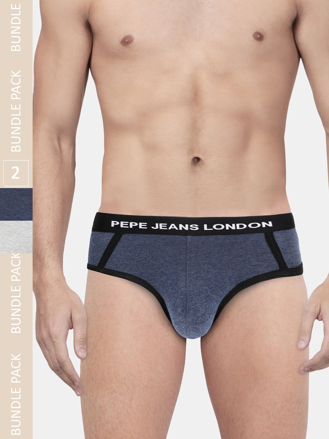 

Pepe Jeans Men Set Of 2 Solid Basic Briefs, Grey