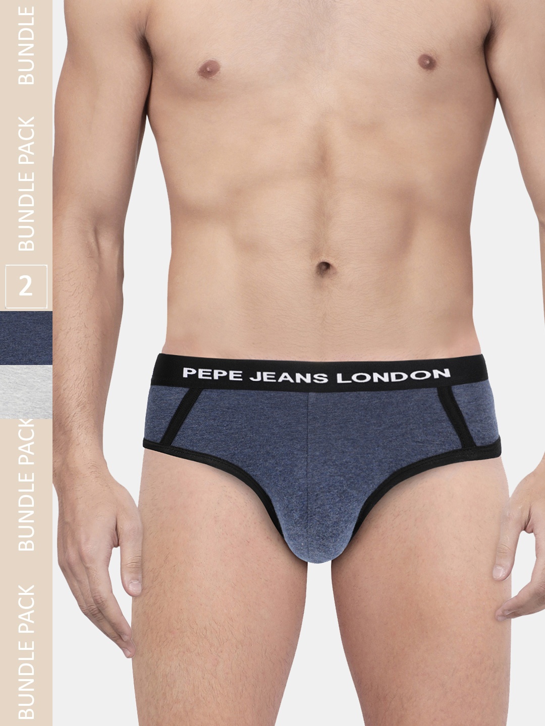 

Pepe Jeans Men Pack Of 2 Low-Rise Basic Briefs, Blue