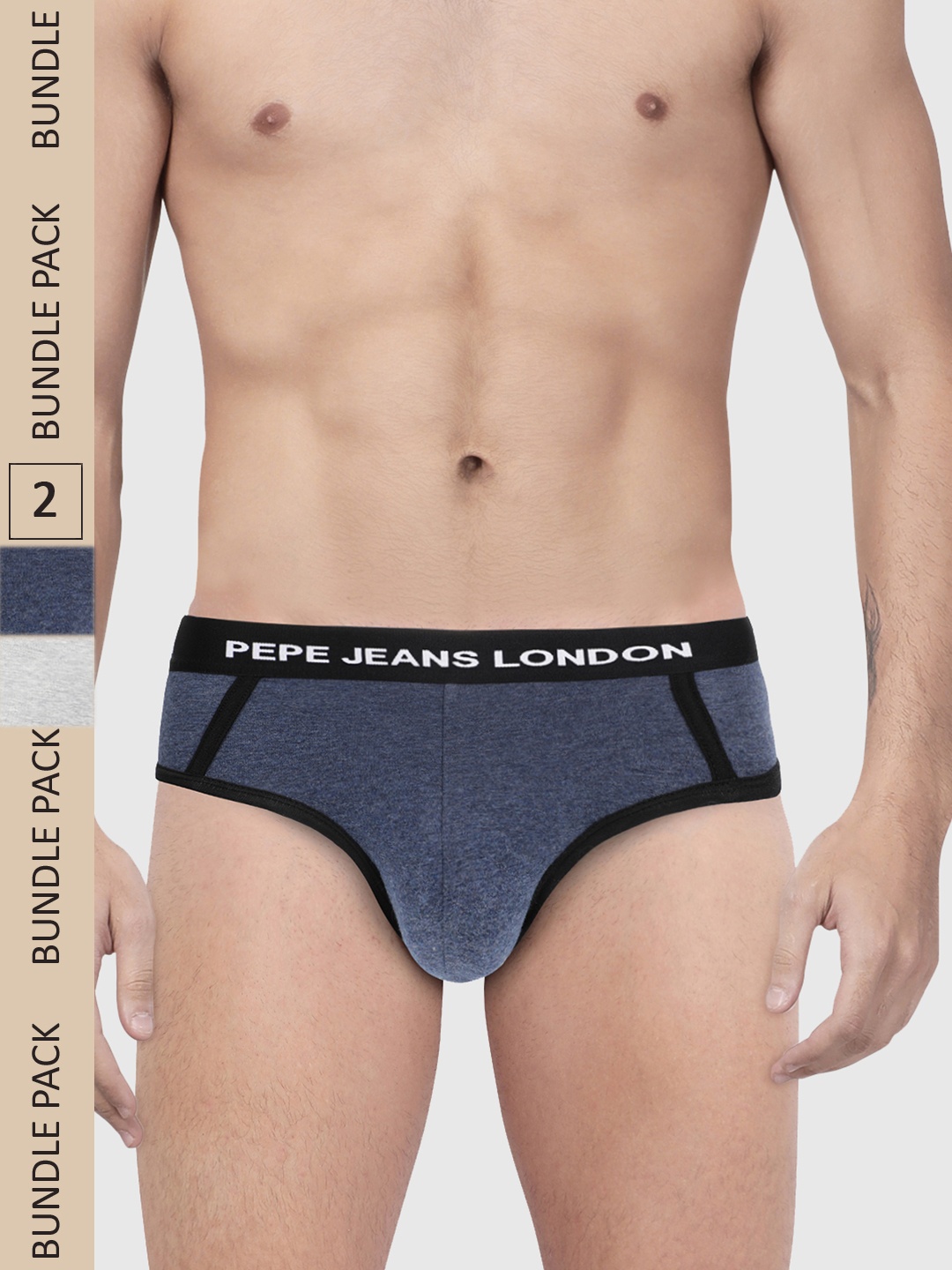 

Pepe Jeans Men Pack Of 2 Solid Basic Briefs, Blue