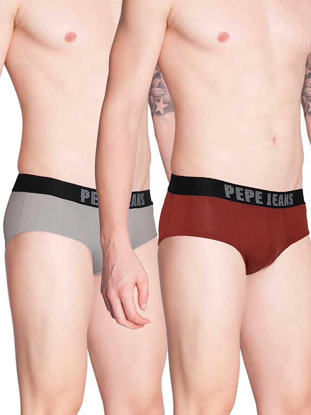 

Pepe Jeans Men Pack Of 2 Solid Basic Briefs, Red