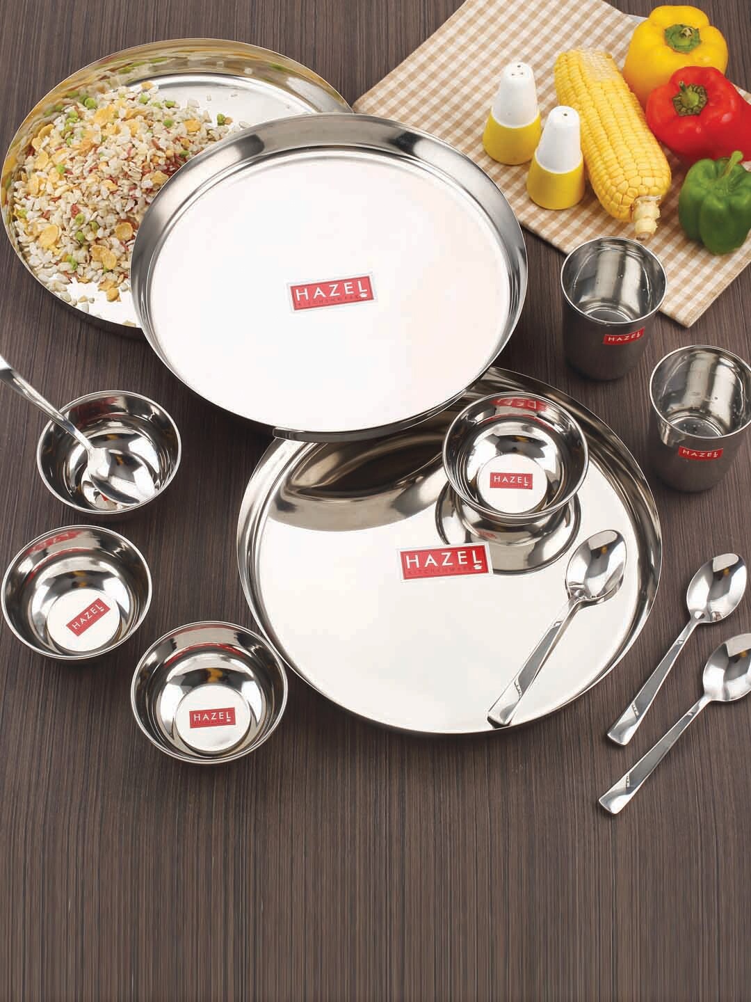 

HAZEL Silver-Toned Set Of 18 Stainless Steel Dinner Set